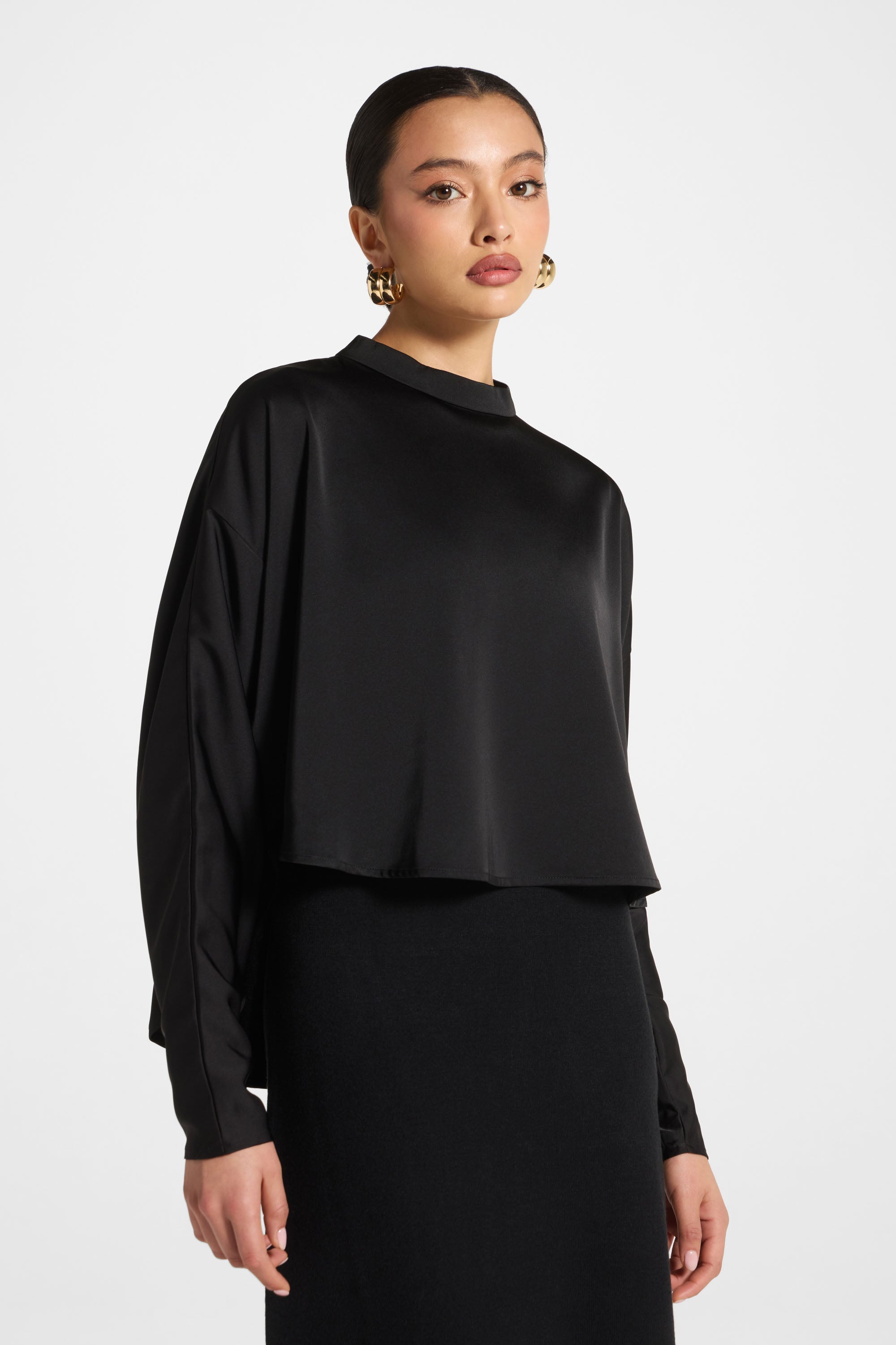Knit Maxi Dress & Top Set - Black Abayas Veiled 