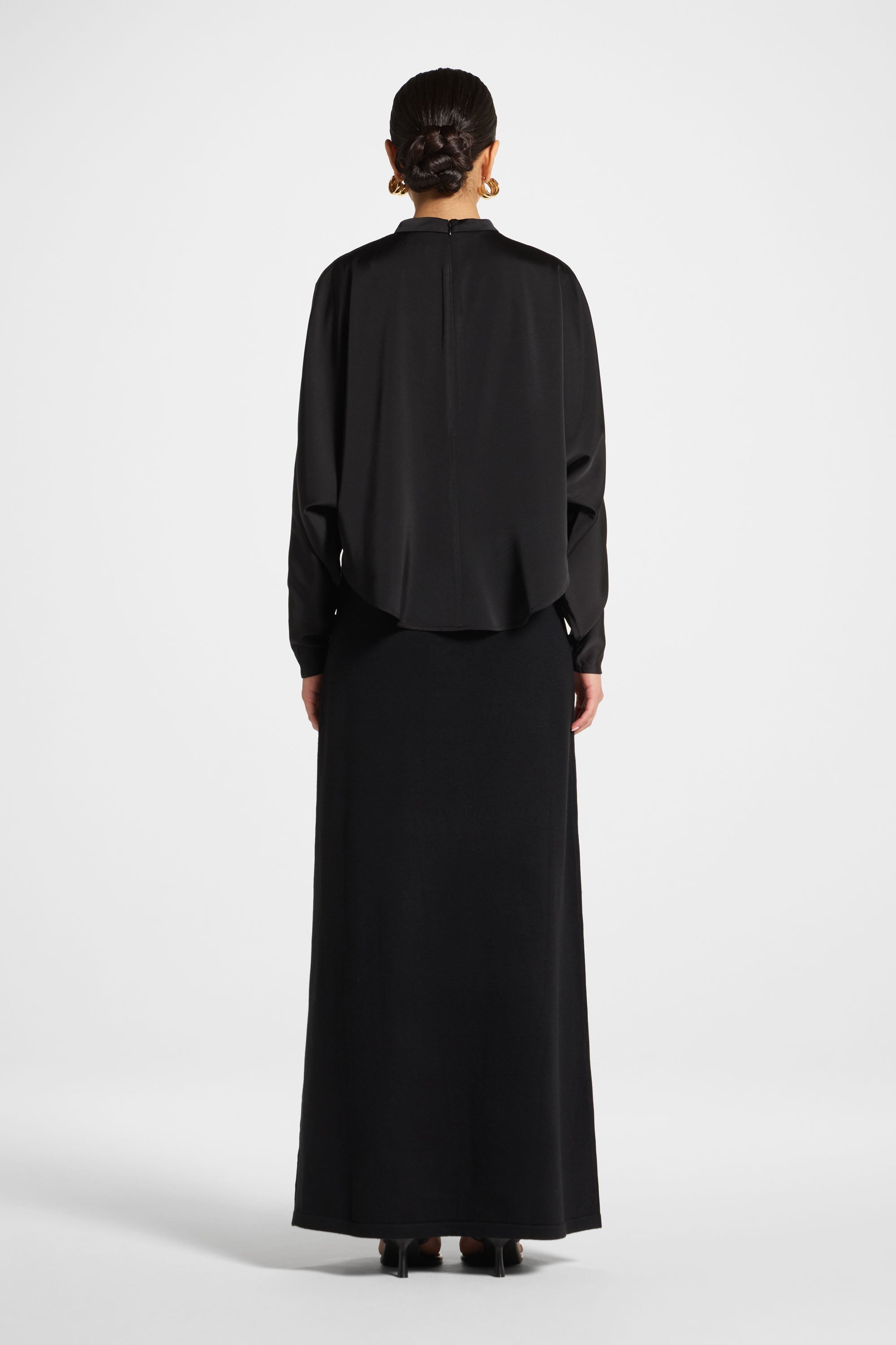 Knit Maxi Dress & Top Set - Black Abayas Veiled 