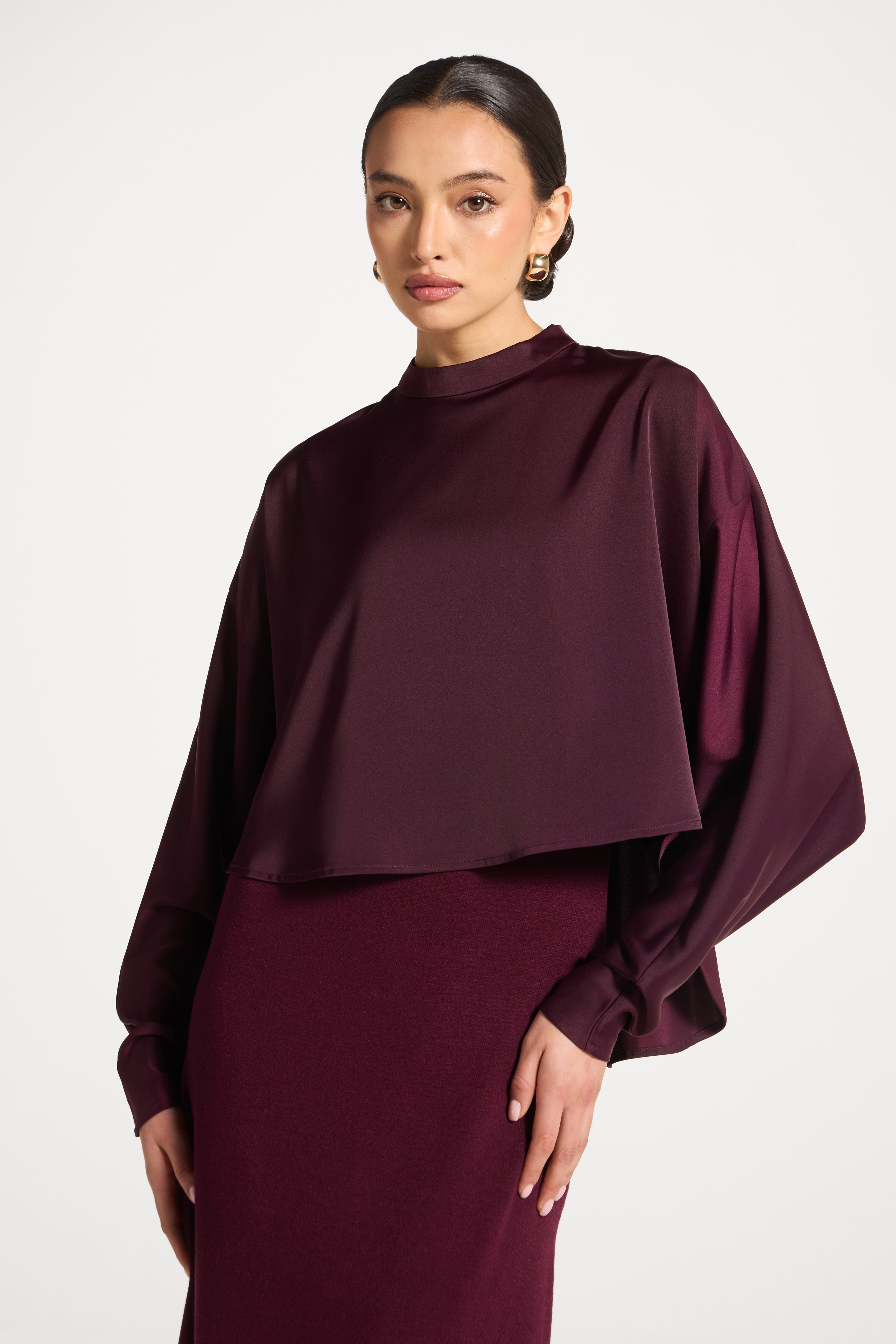 Knit Maxi Dress & Top Set - Spiced Plum Abayas Veiled 