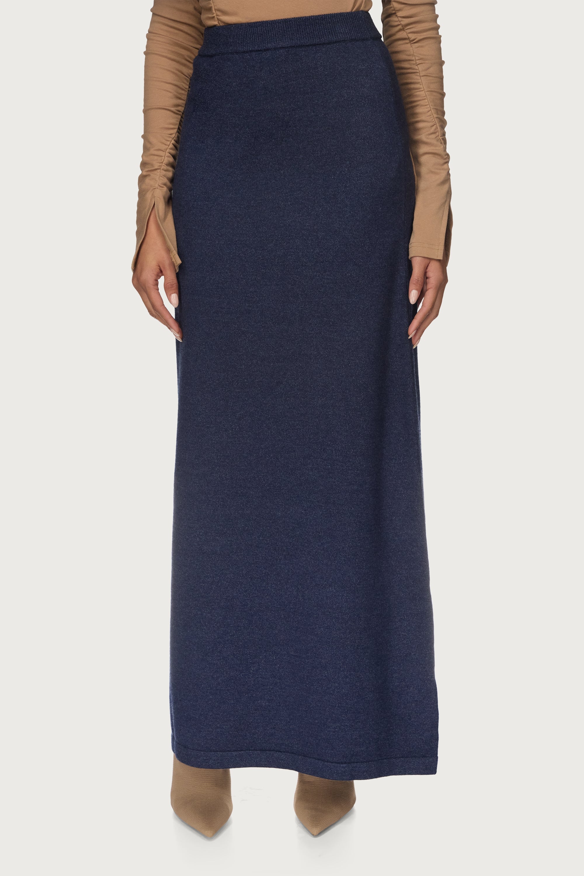 Knit Maxi Skirt - Denim Blue