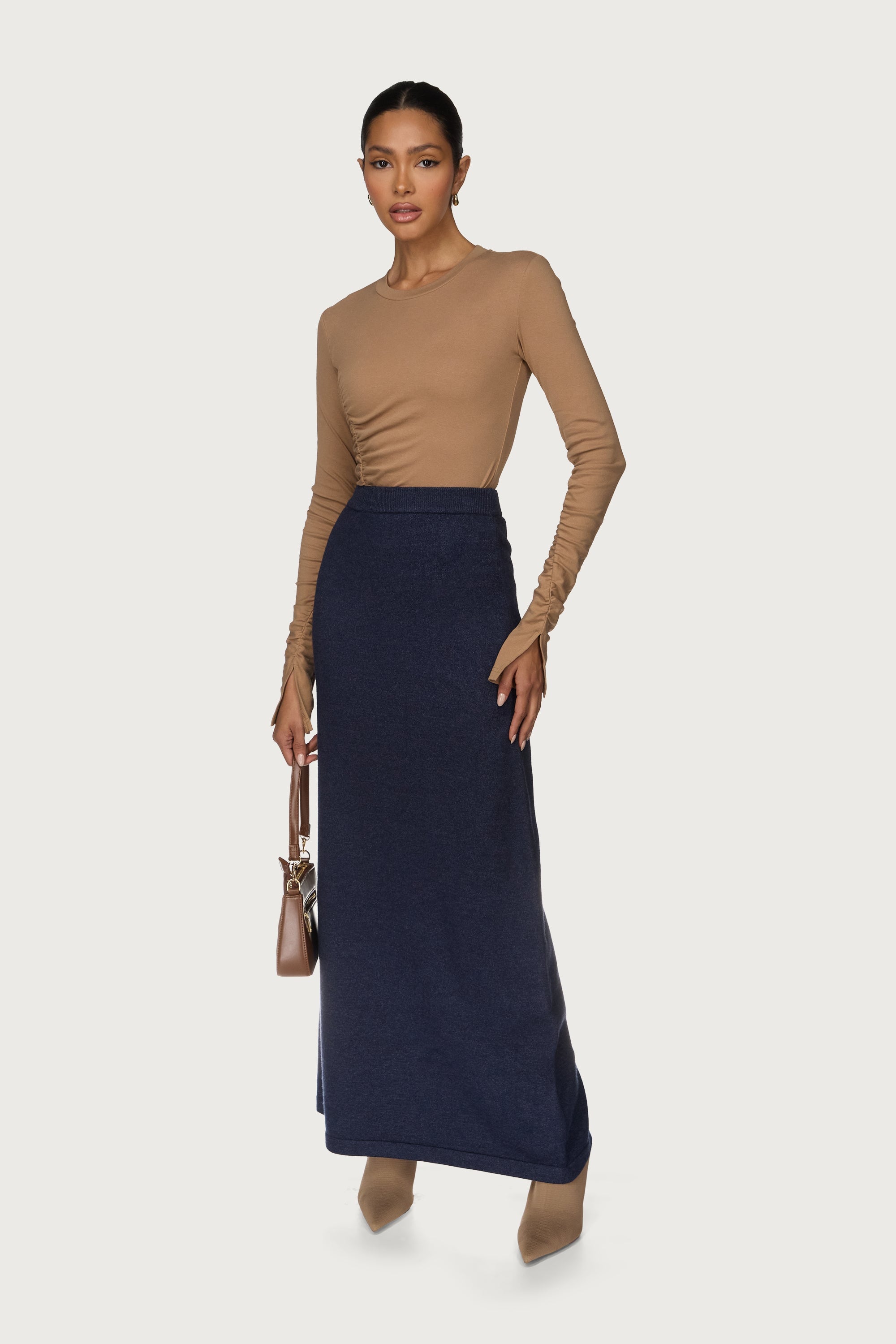 Knit Maxi Skirt - Denim Blue