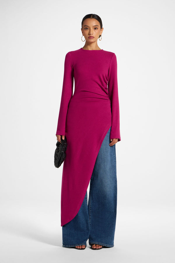 Knit Midi Tunic Top - Magenta Top Veiled 