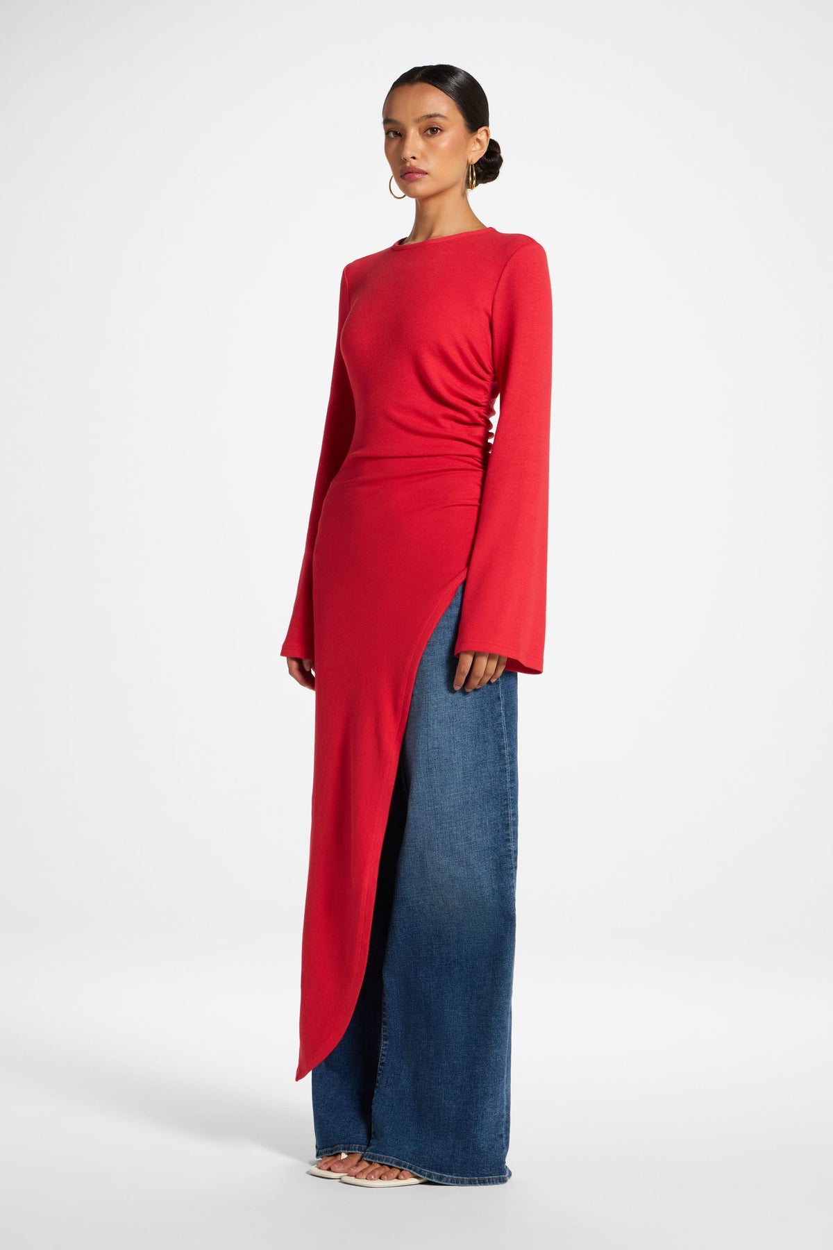 Knit Midi Tunic Top - Strawberry Top Veiled 