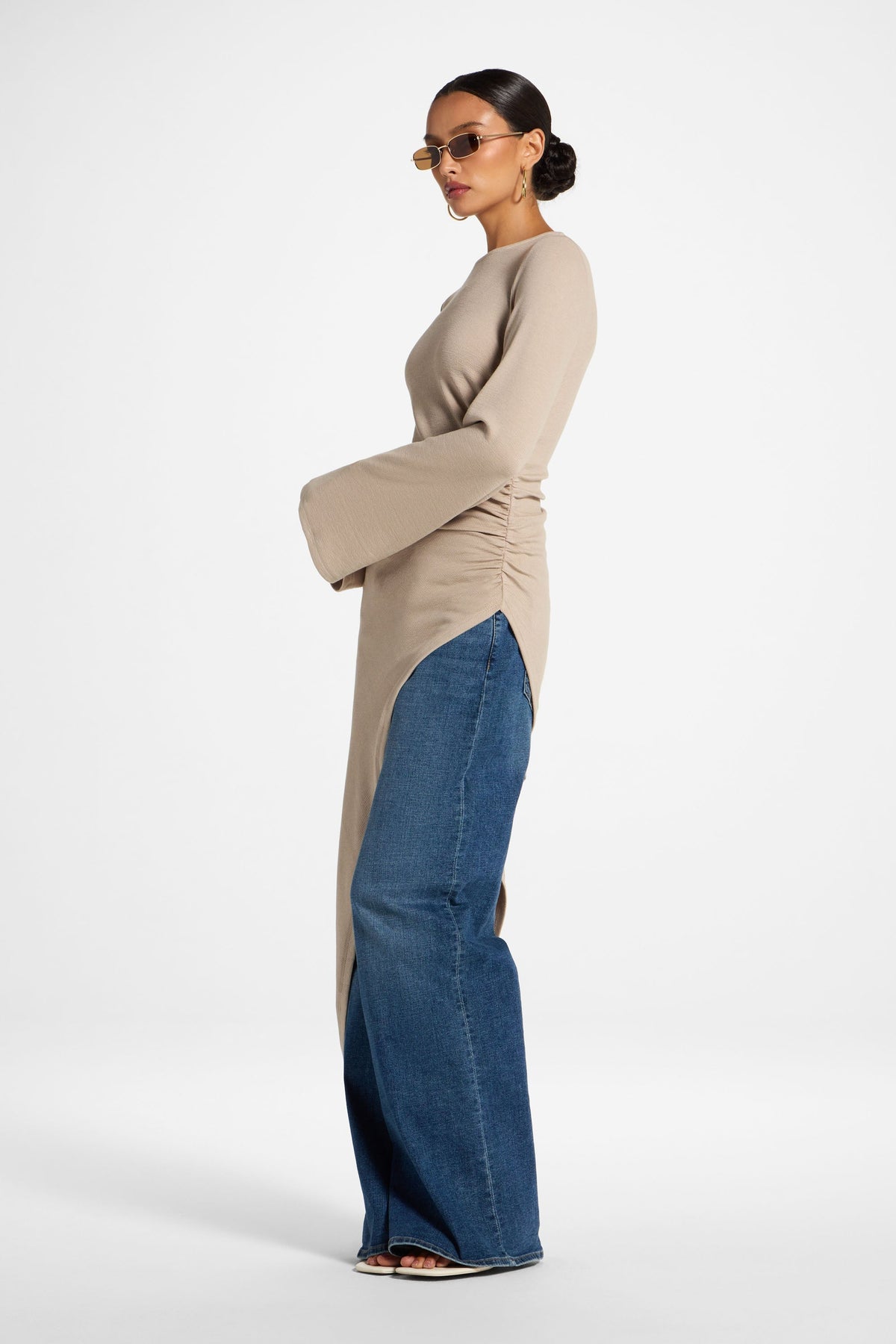 Knit Midi Tunic Top - Taupe Top Veiled 