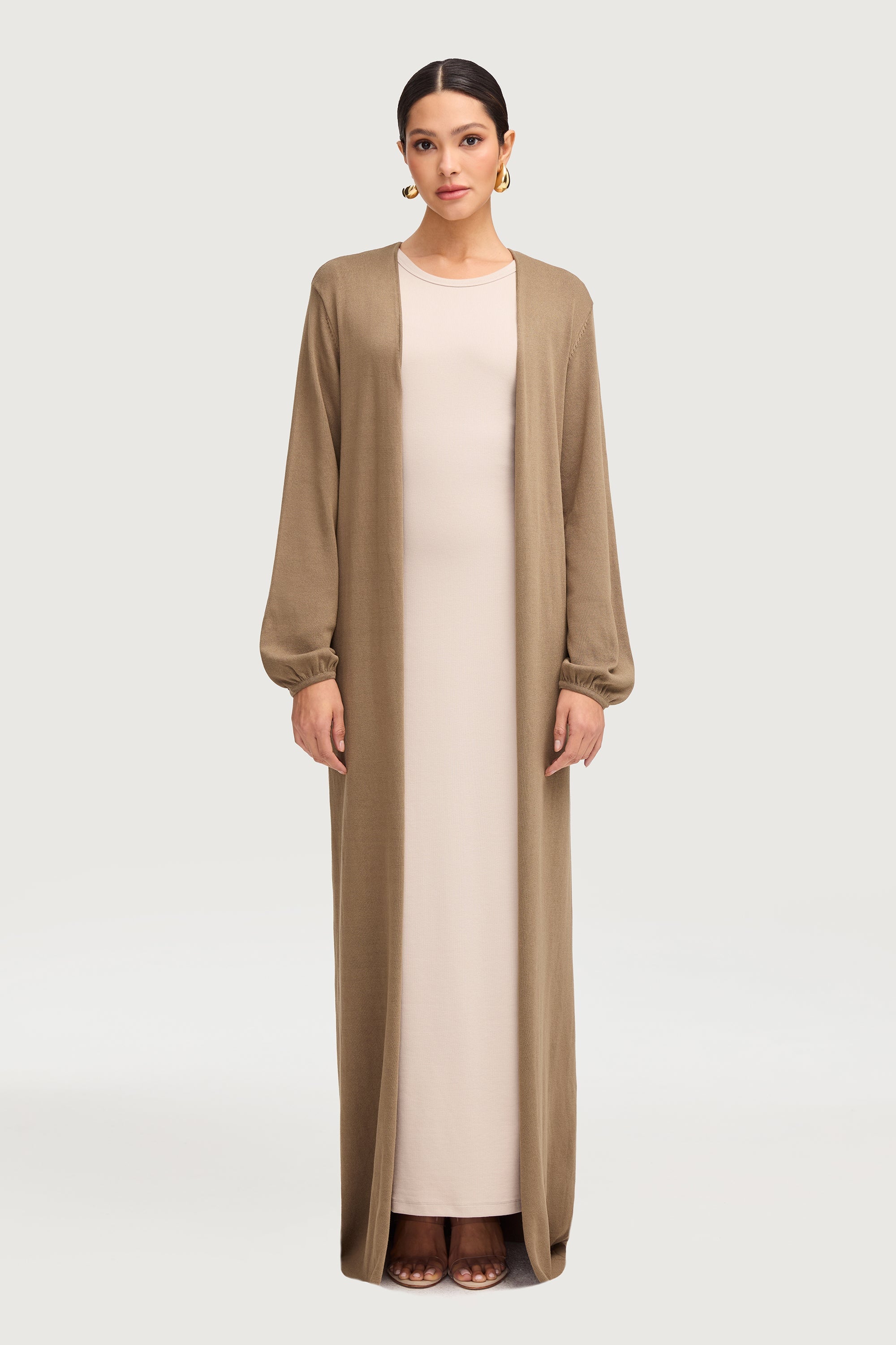 Knit Open Abaya - Olive Abayas Veiled 