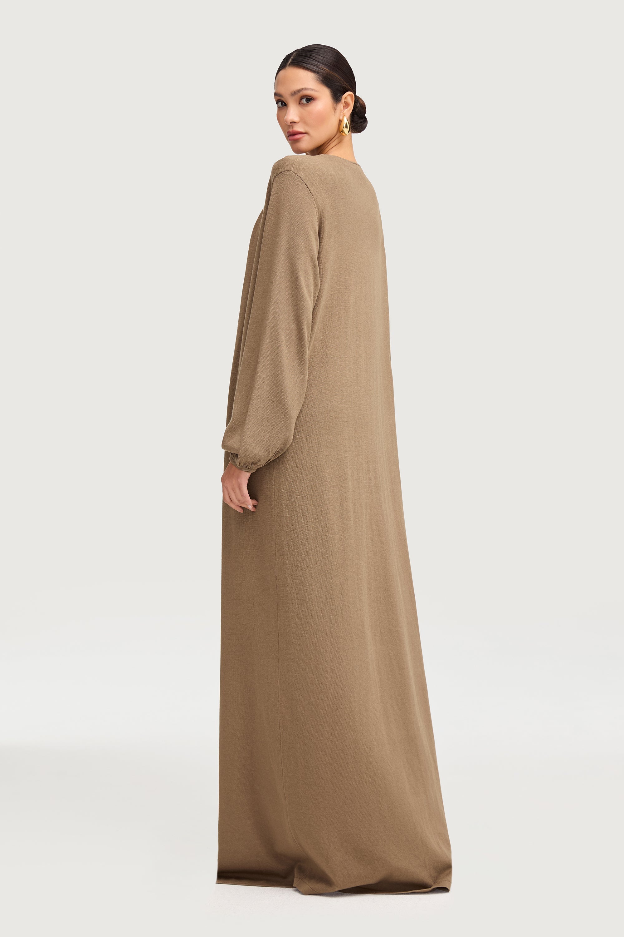 Knit Open Abaya - Olive Abayas Veiled 