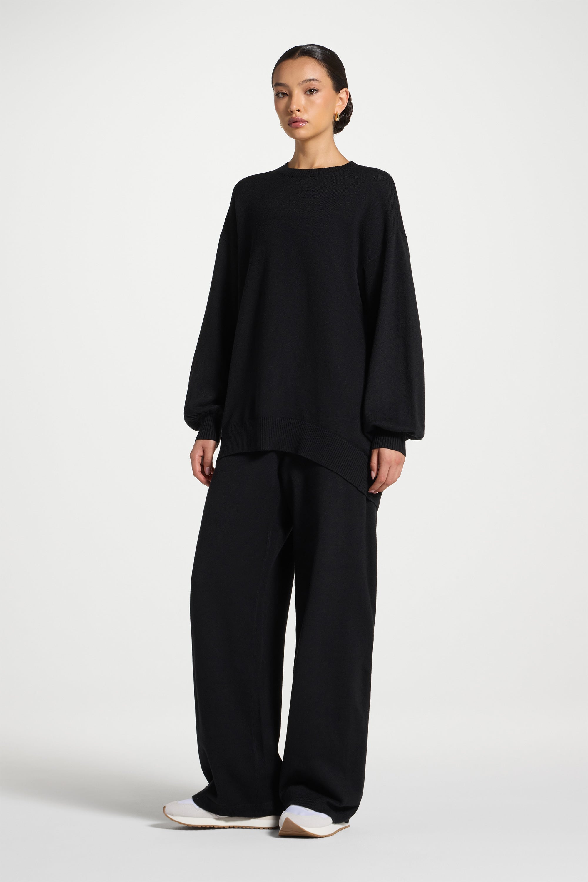 Knit Top & Pants Set - Black Abayas Veiled 