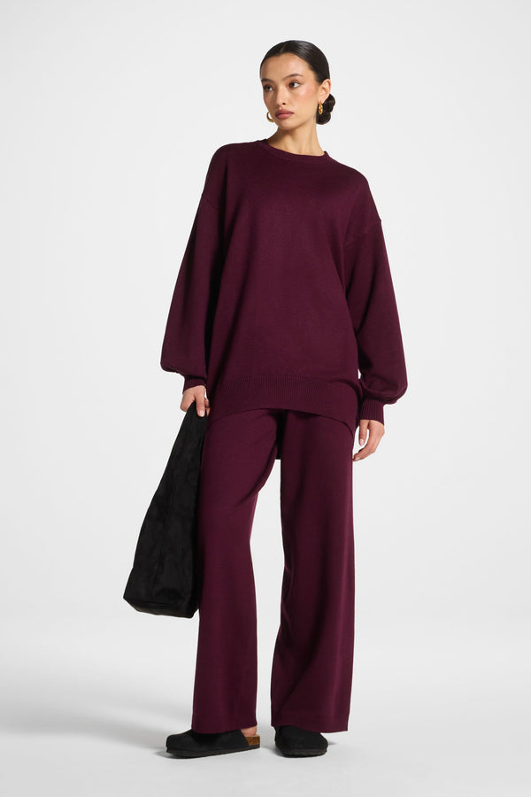 Knit Top & Pants Set - Spiced Plum Abayas Veiled 