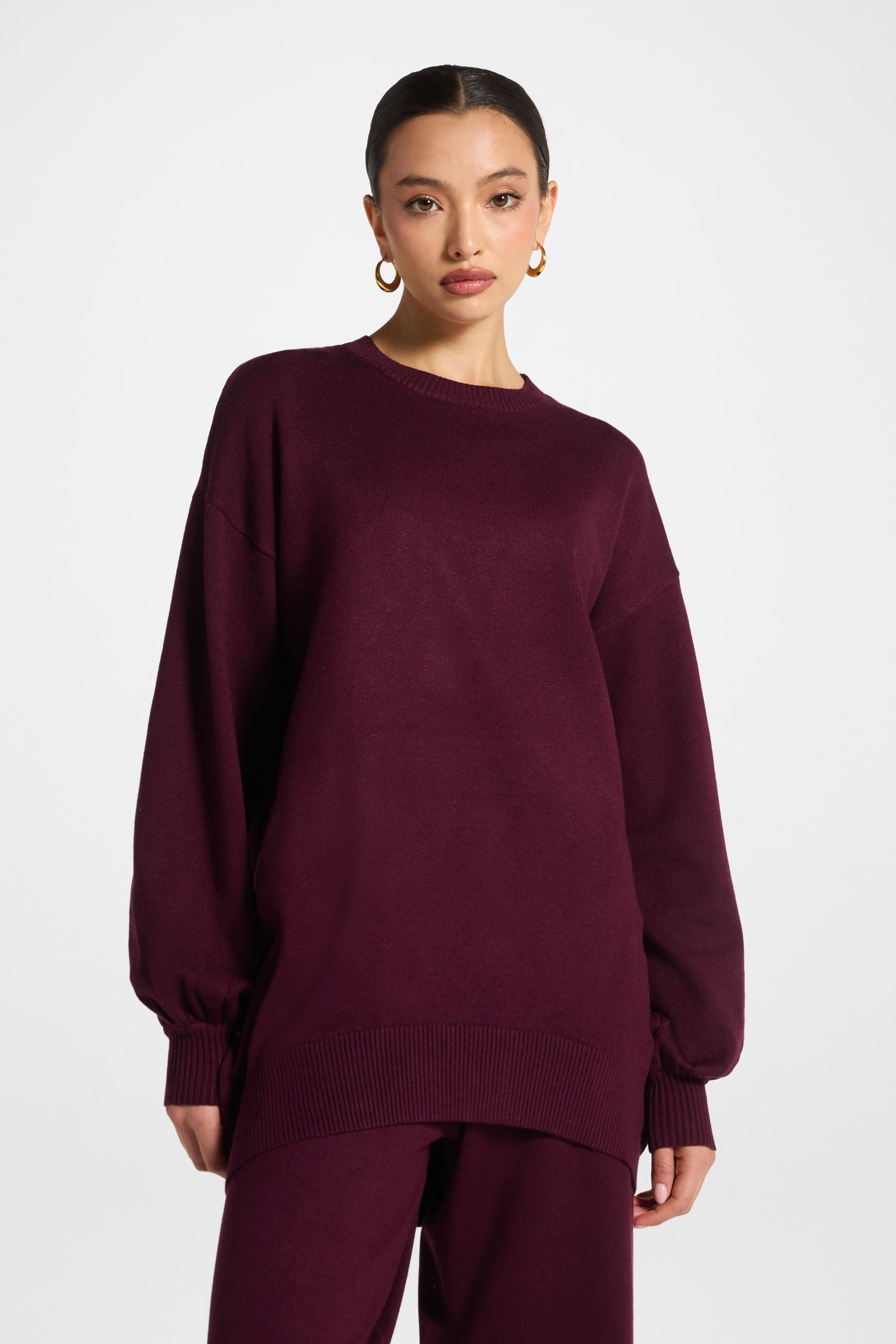 Knit Top & Pants Set - Spiced Plum Abayas Veiled 