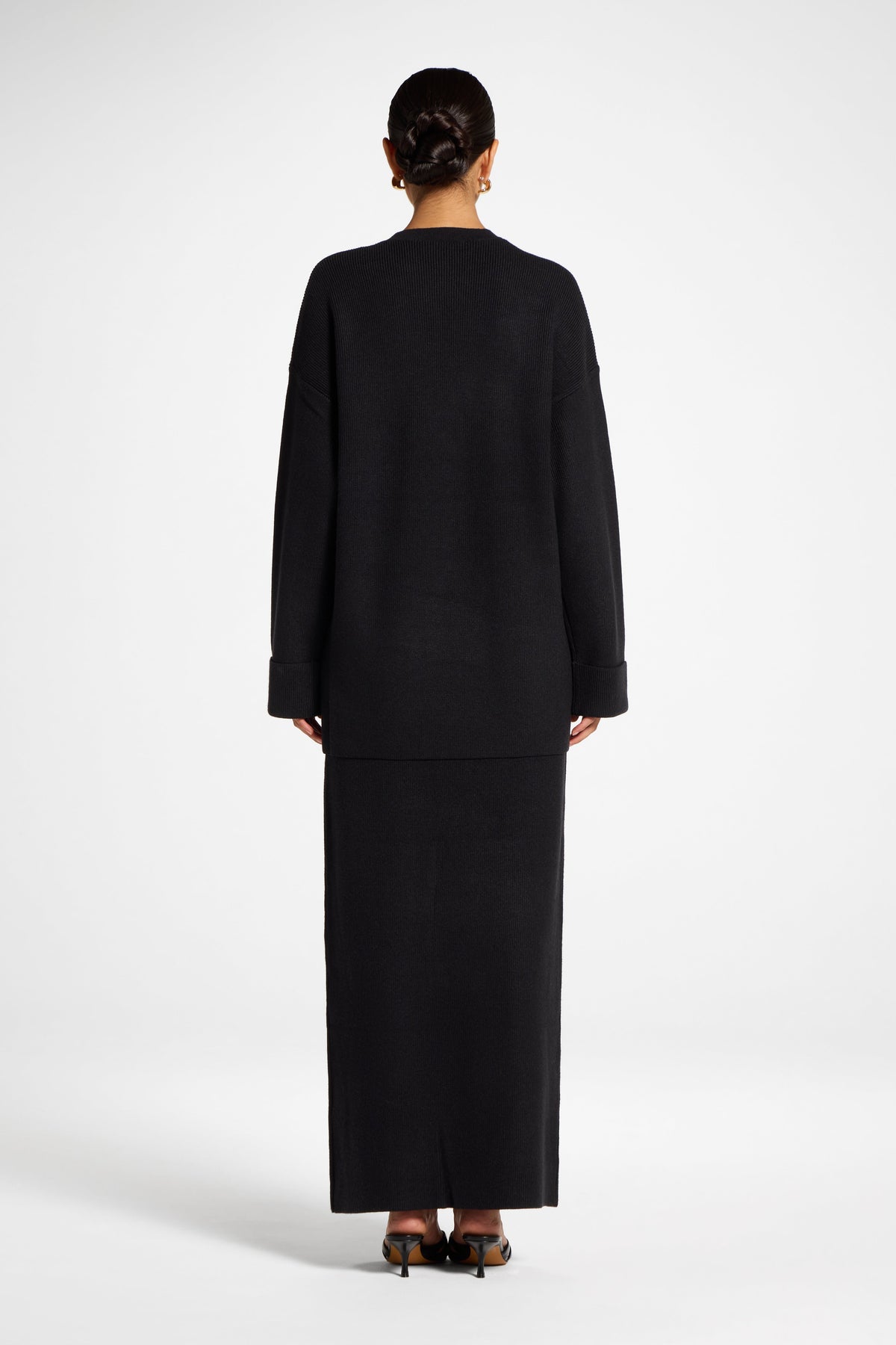 Knit Top & Skirt Set - Black Veiled 