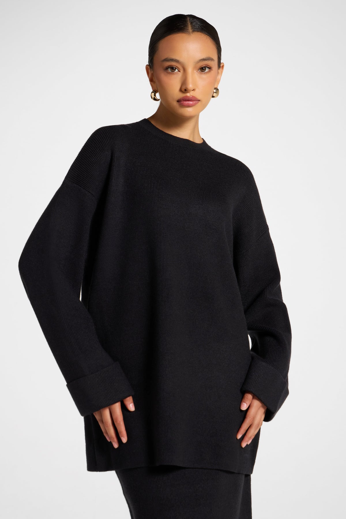 Knit Top & Skirt Set - Black Veiled 