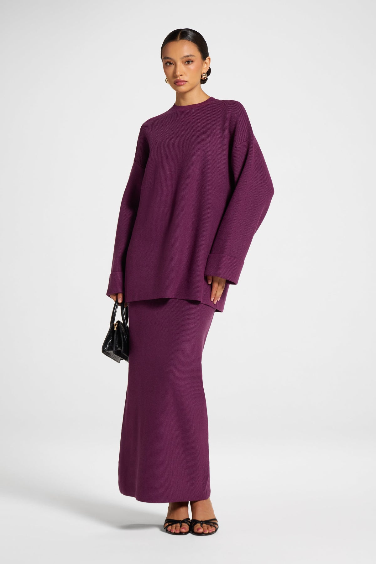 Knit Top & Skirt Set - Plum Veiled 
