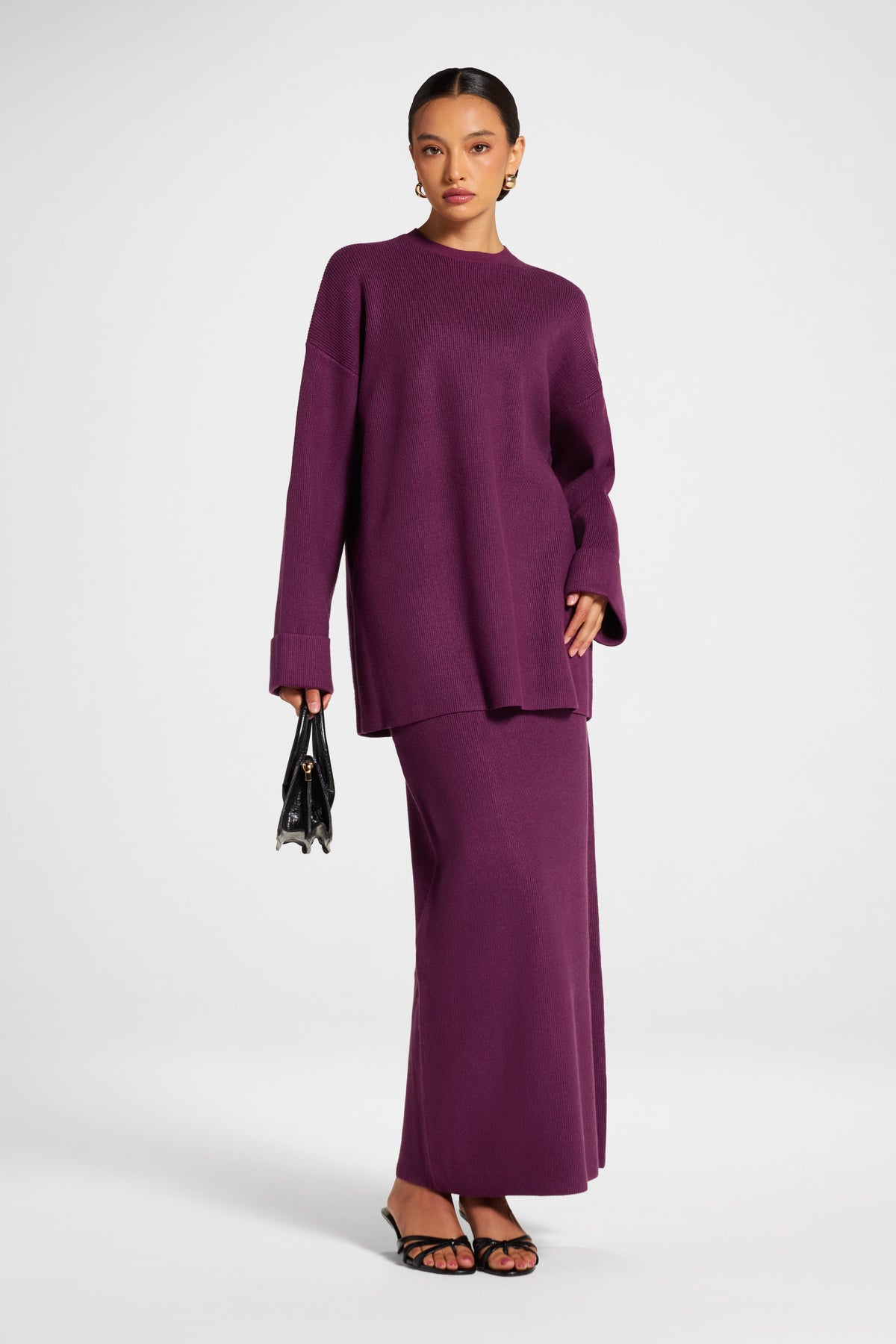 Knit Top & Skirt Set - Plum Veiled 