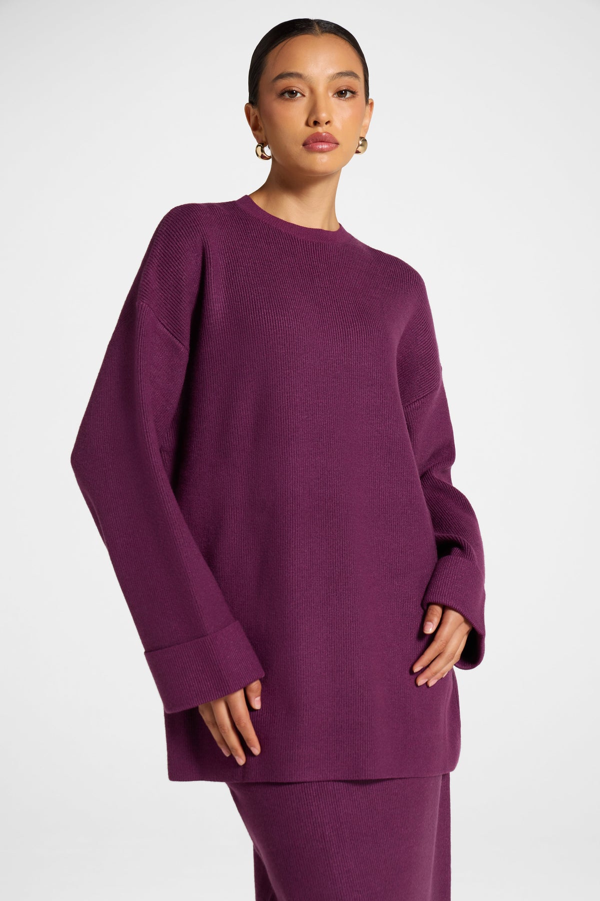 Knit Top & Skirt Set - Plum Veiled 