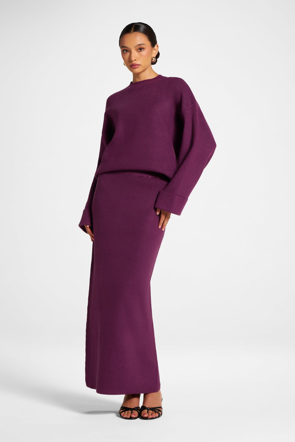 Knit Top & Skirt Set - Plum Veiled 