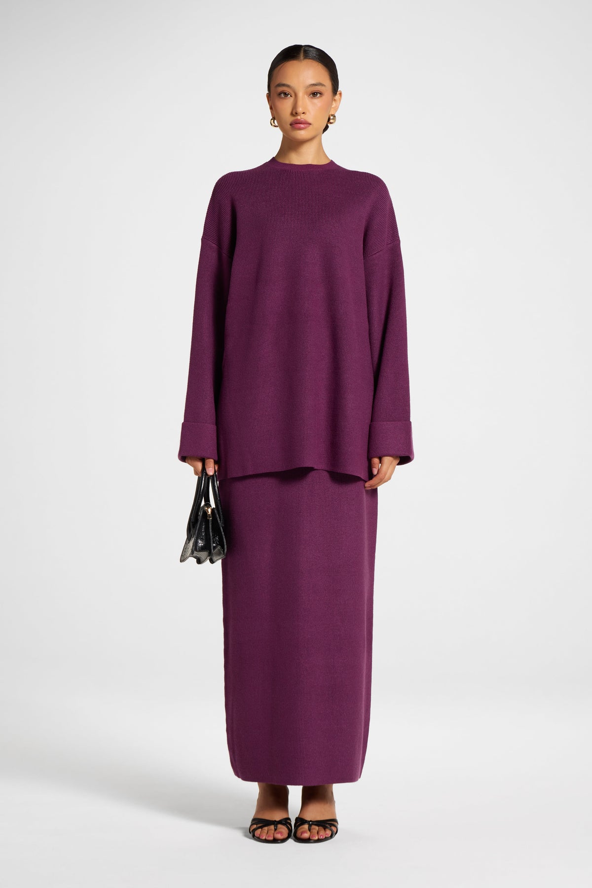 Knit Top & Skirt Set - Plum Veiled 