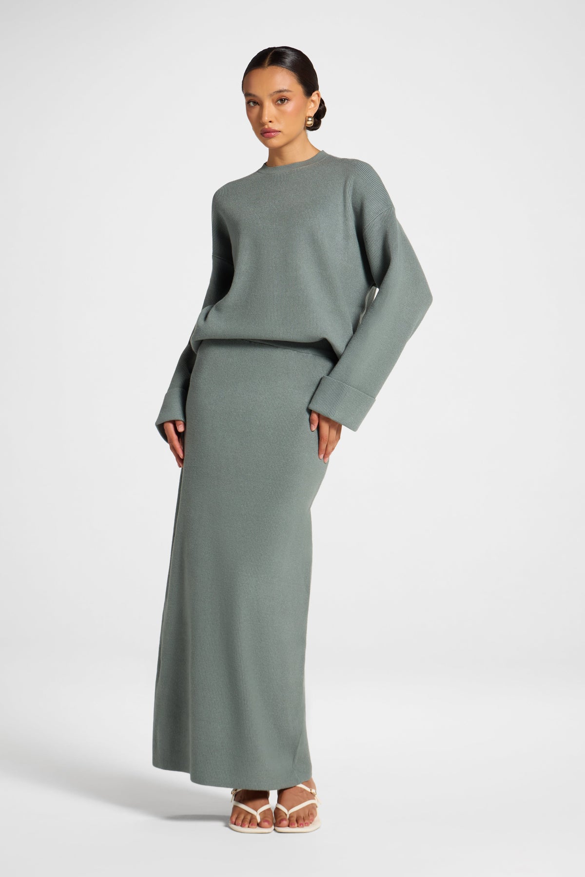 Knit Top & Skirt Set - Sea Cloud Veiled 