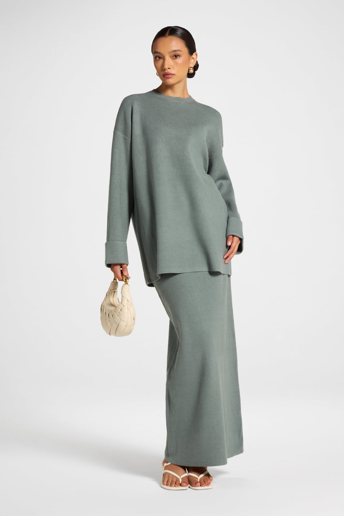 Knit Top & Skirt Set - Sea Cloud Veiled 