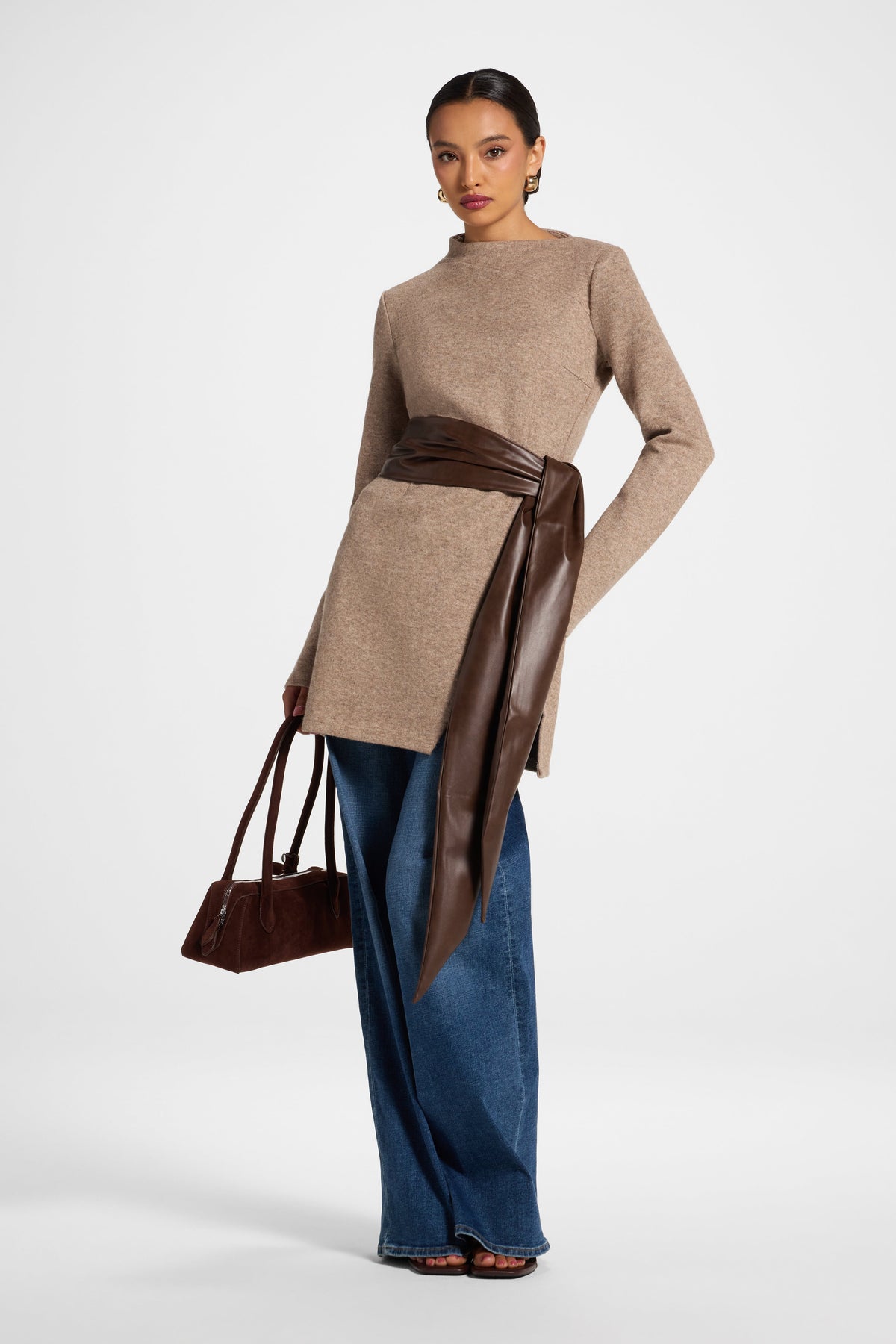 Knit Wrap Top - Warm Taupe Tops Veiled 