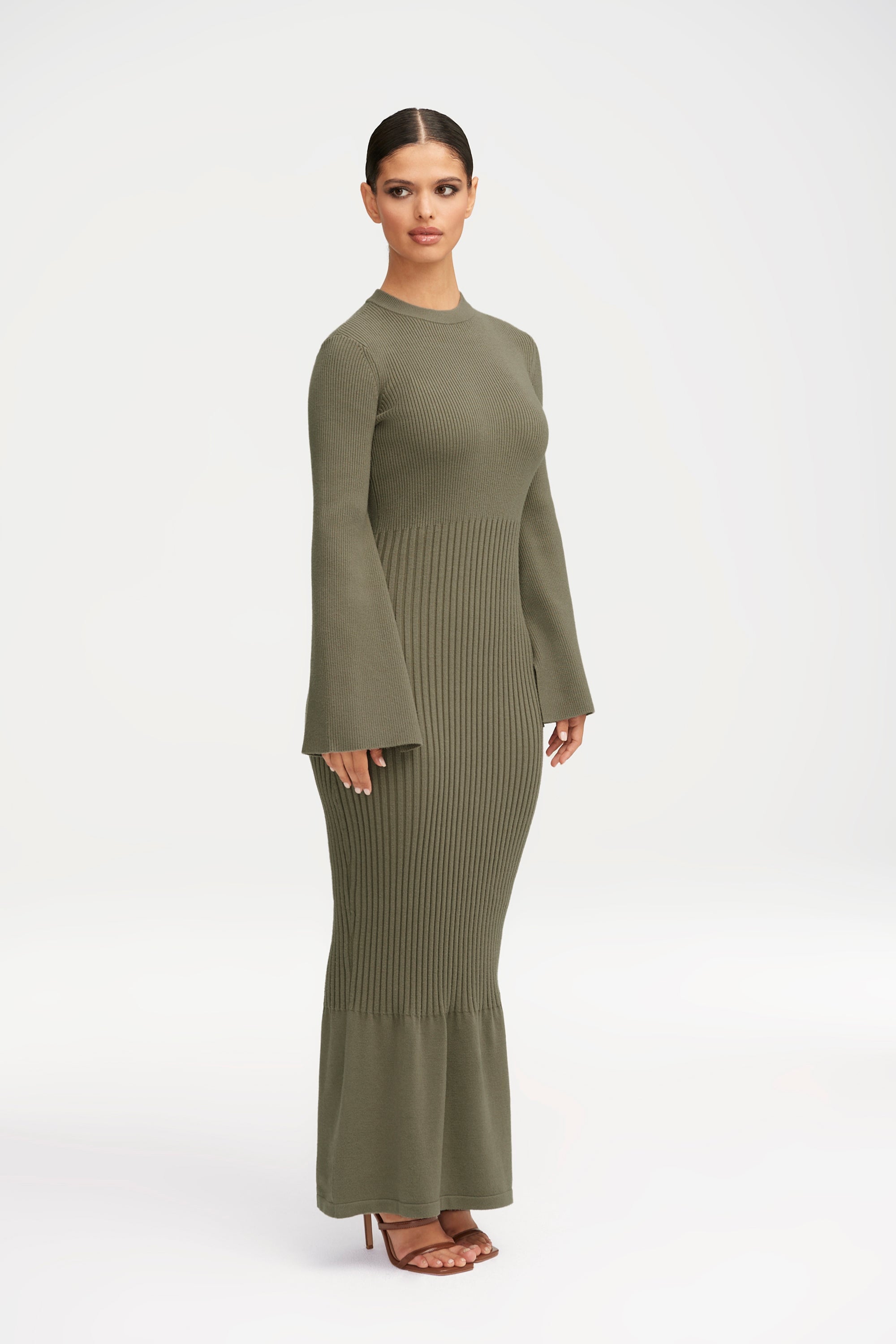 Long Sleeve Turtleneck Maxi Dress Heather Grey