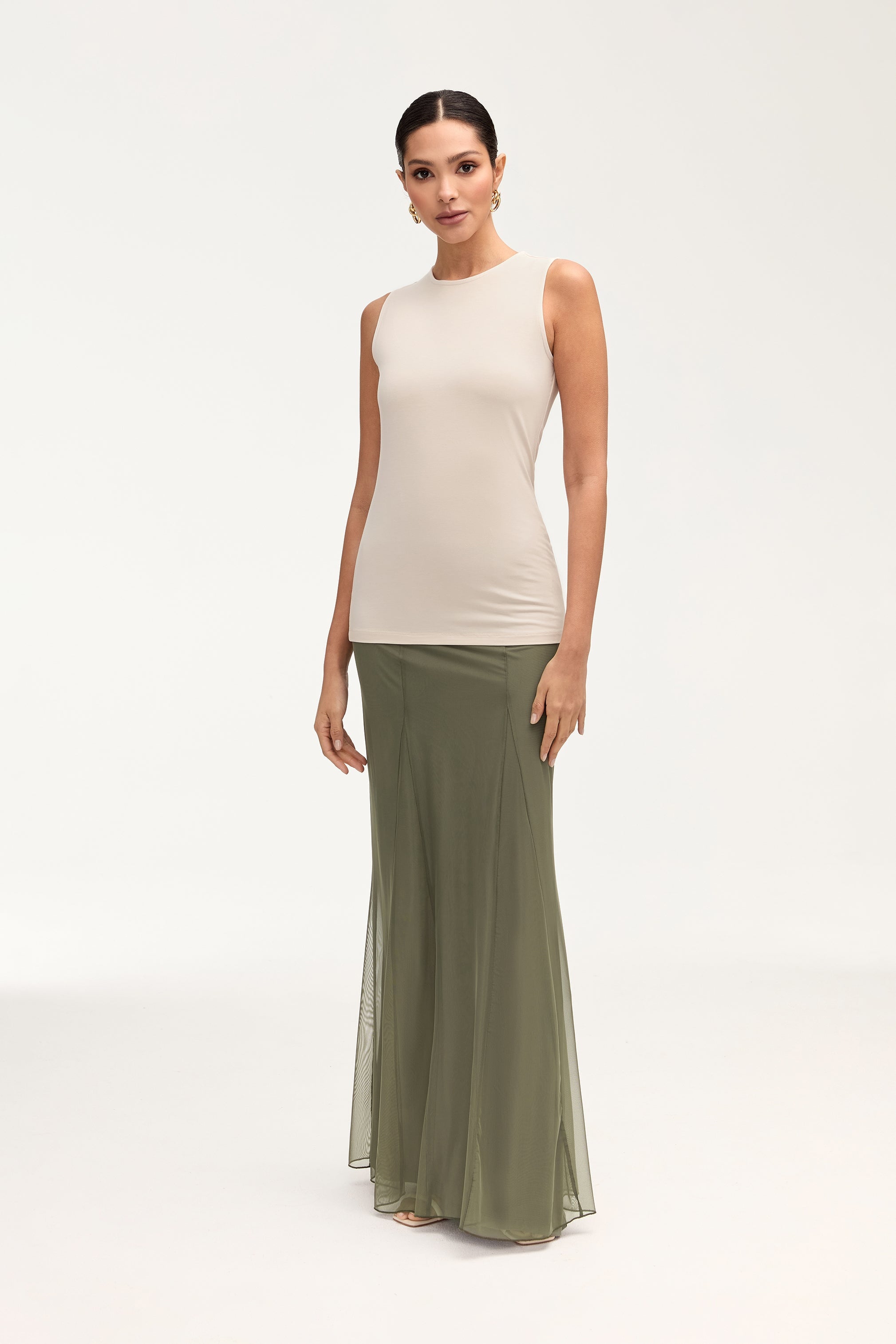 Labina Jersey Two Piece Tie Front Top - Stone Clothing Veiled 
