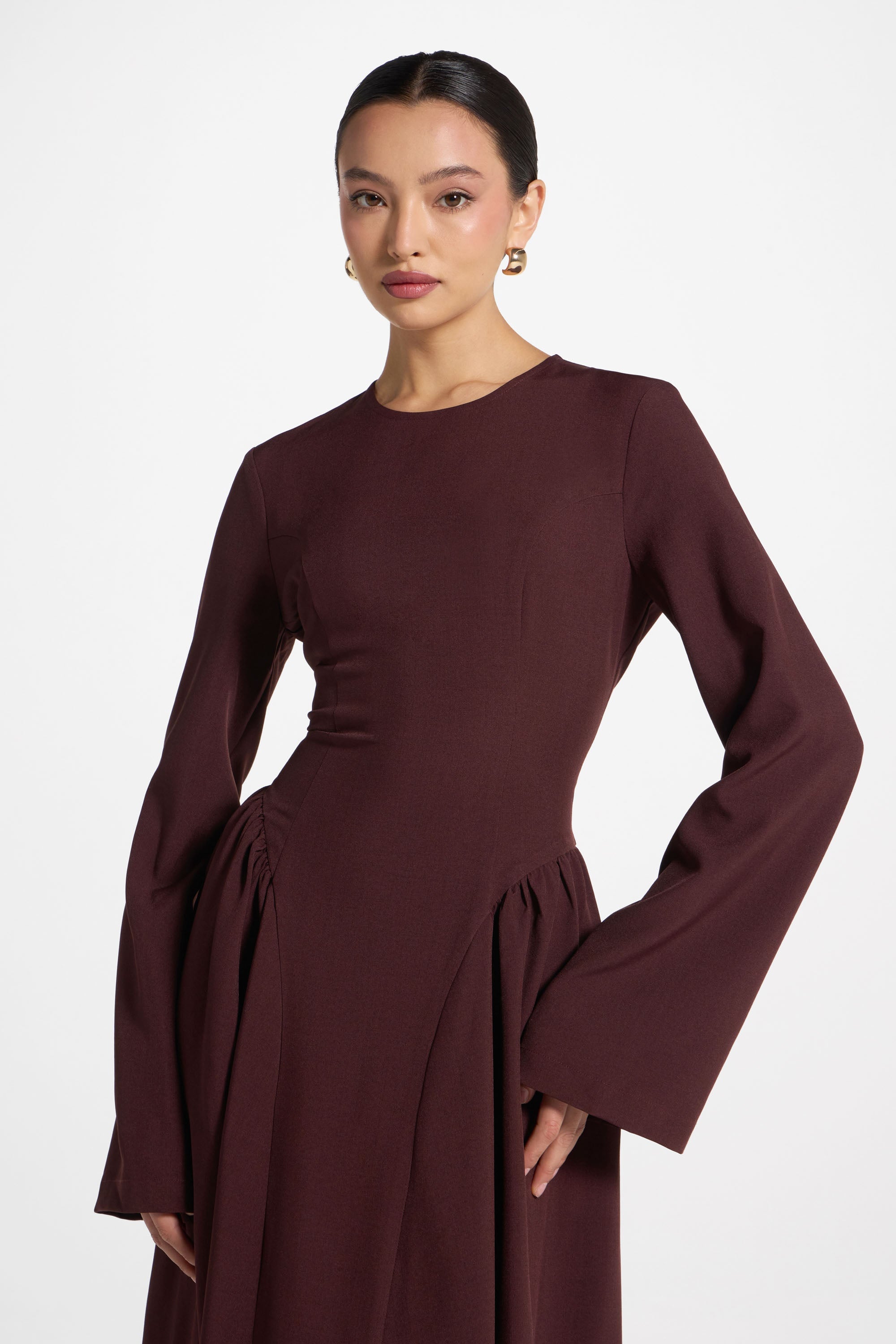 Lace Up Back Maxi Dress - Chocolate Truffle Abayas Veiled 