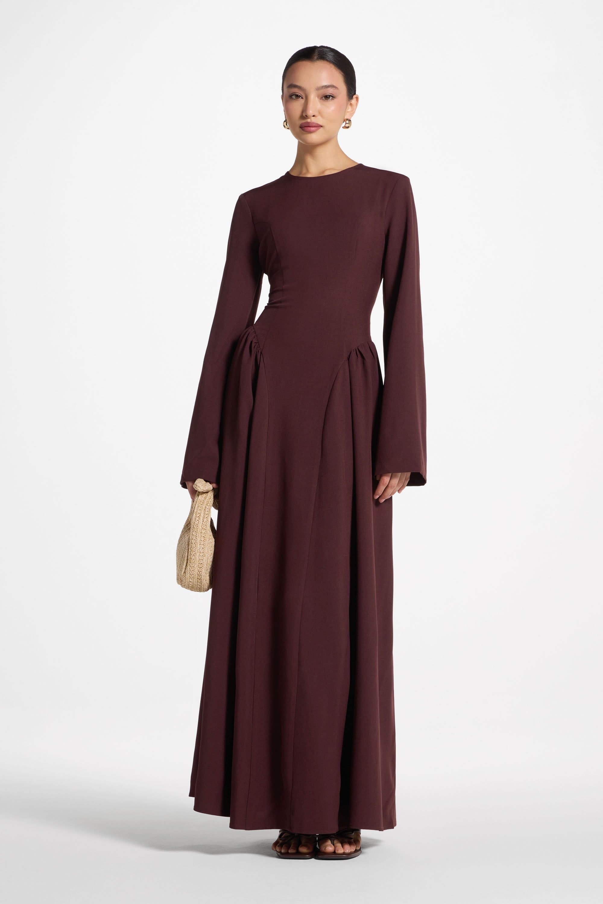 Lace Up Back Maxi Dress - Chocolate Truffle Abayas Veiled 