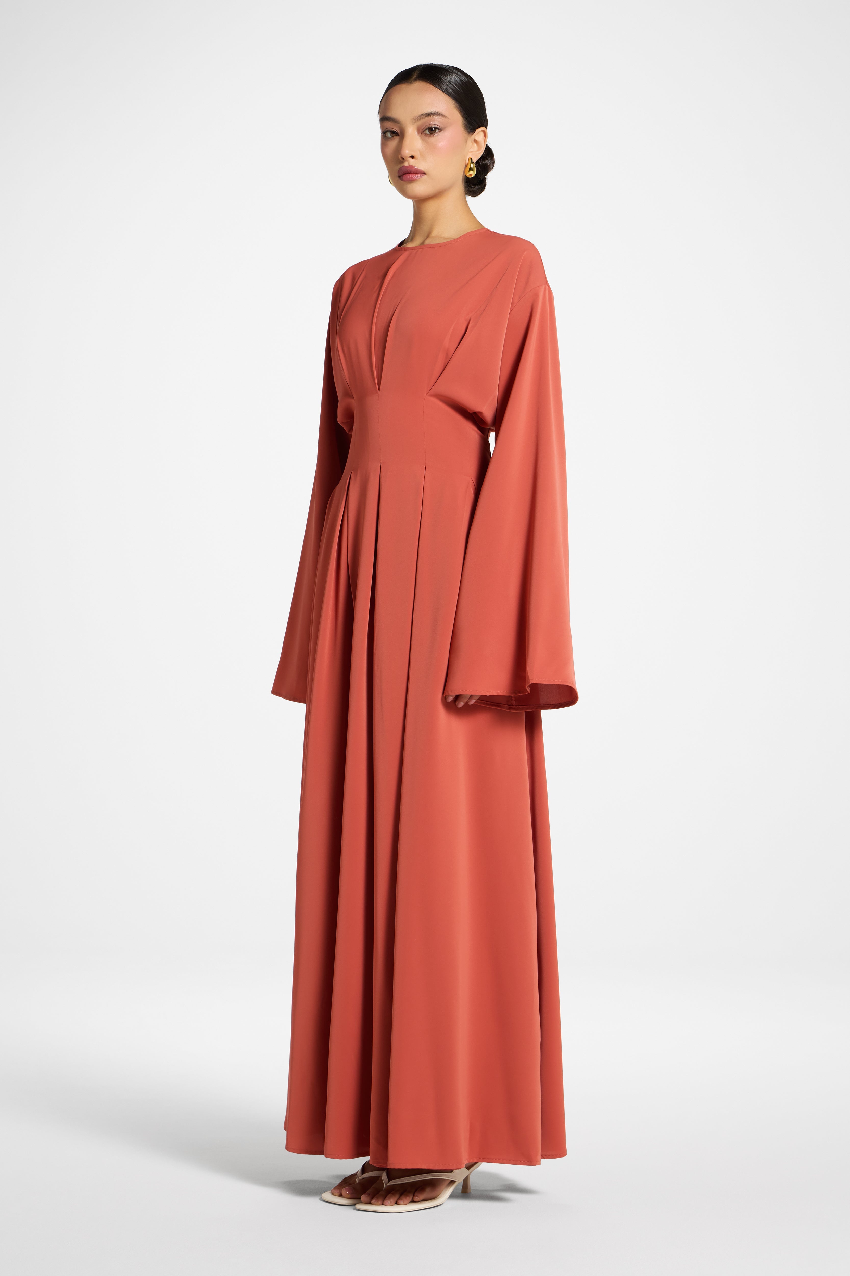 Lace Up Back Maxi Dress - Clay Abayas Veiled 