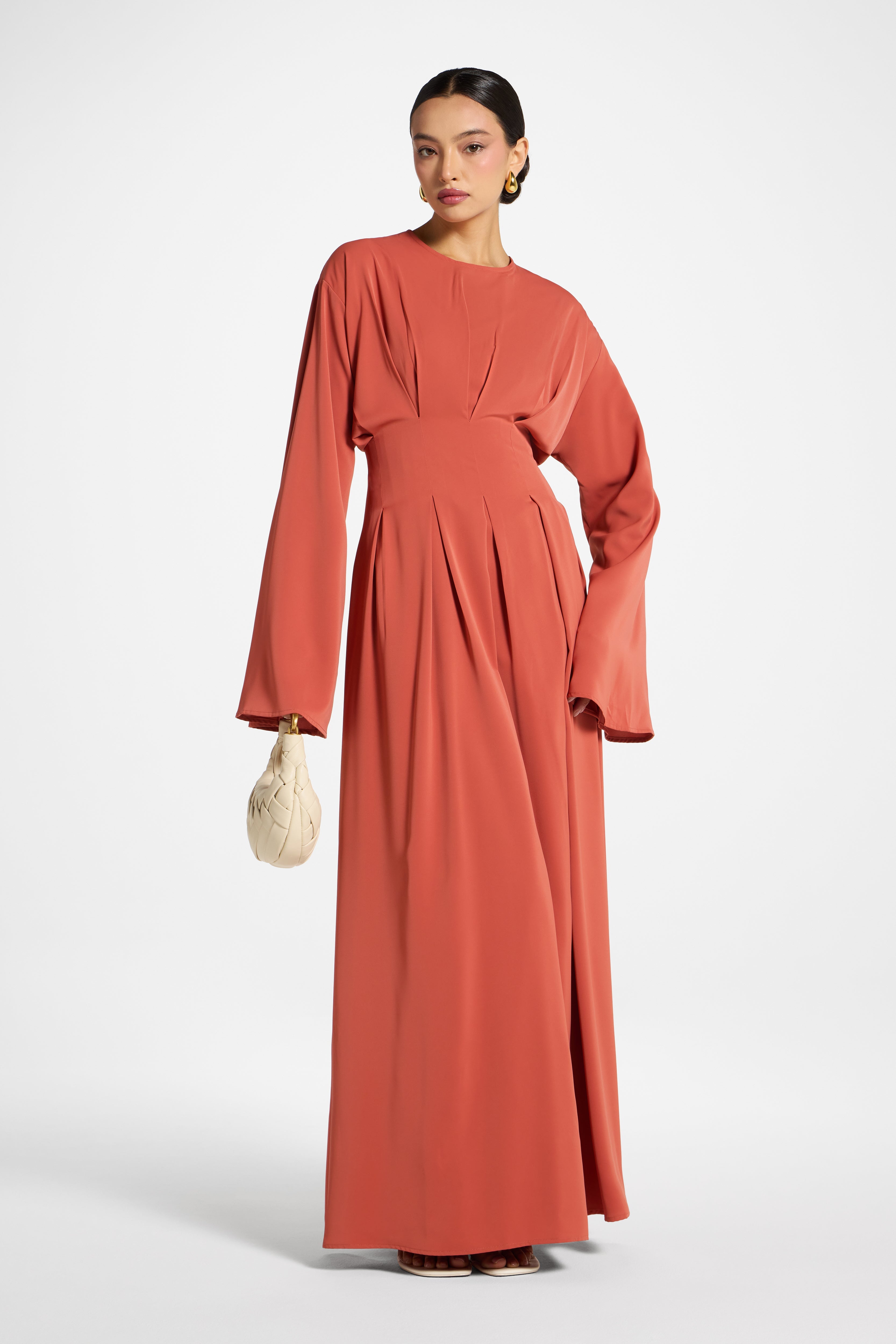 Lace Up Back Maxi Dress - Clay Abayas Veiled 