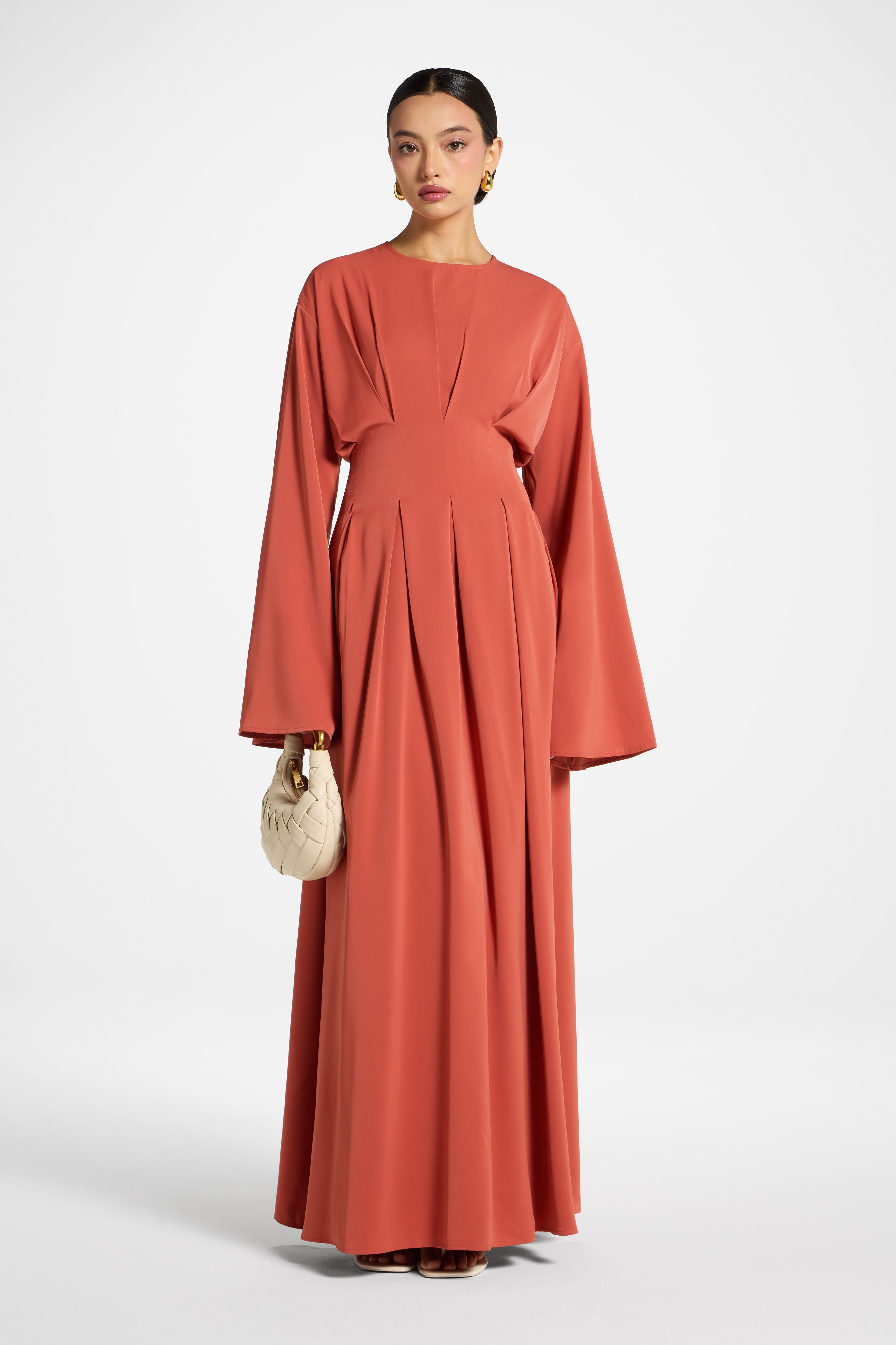 Lace Up Back Maxi Dress - Clay Abayas Veiled 
