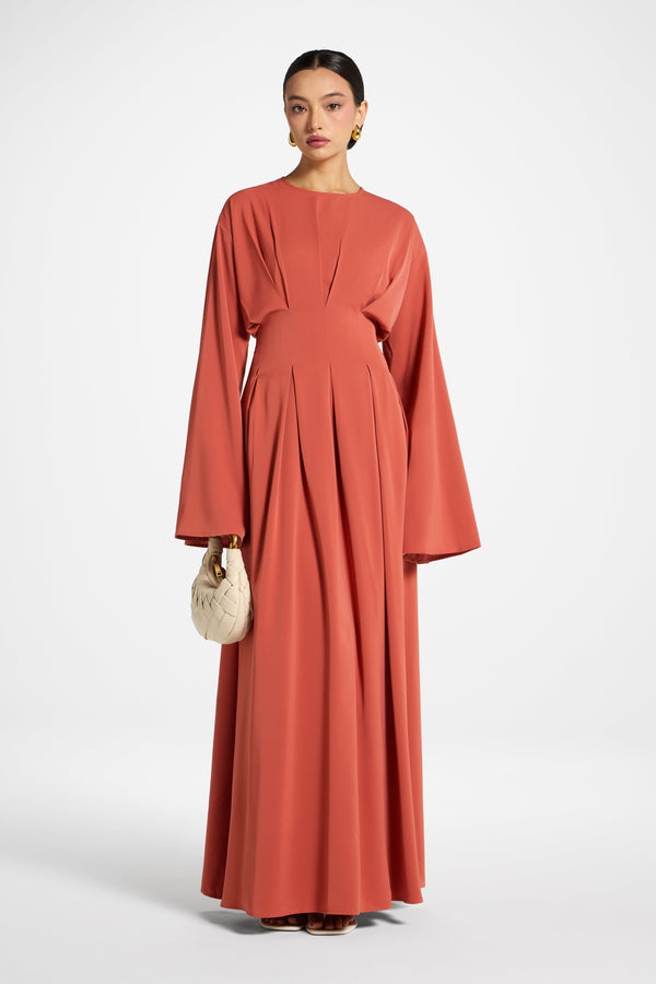 Lace Up Back Maxi Dress - Clay Abayas Veiled 