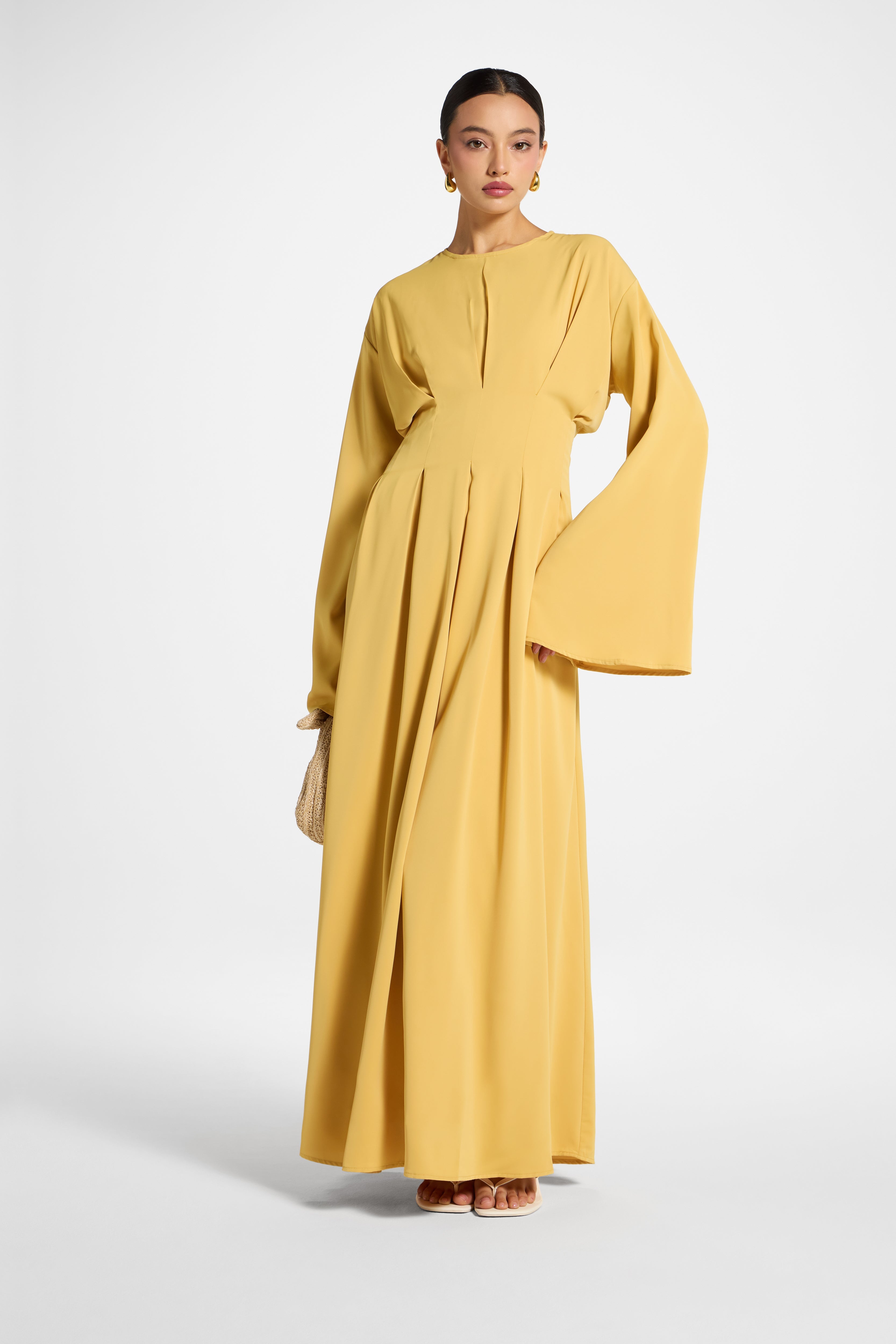 Lace Up Back Maxi Dress - Marigold Abayas Veiled 
