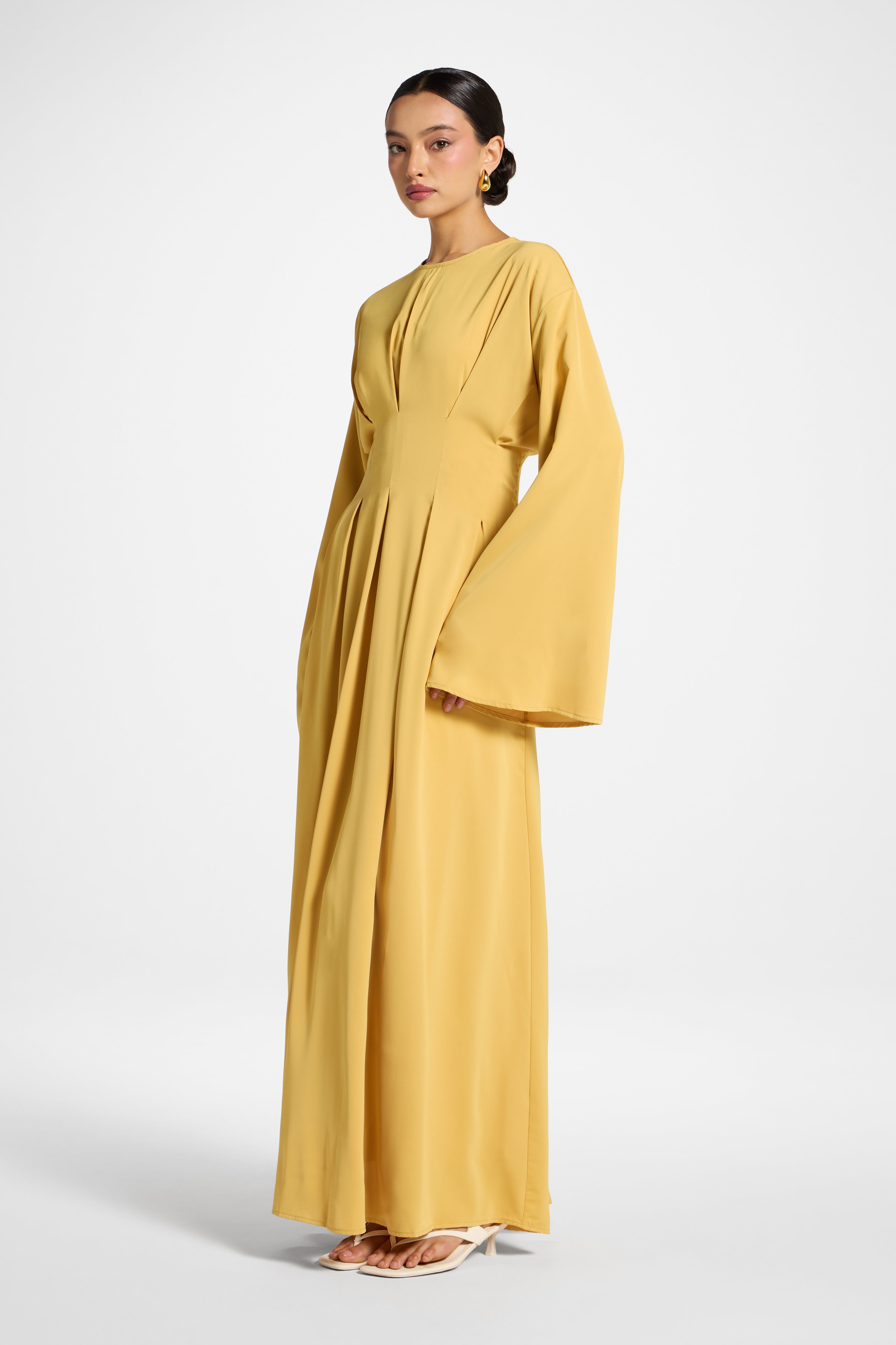Lace Up Back Maxi Dress - Marigold Abayas Veiled 