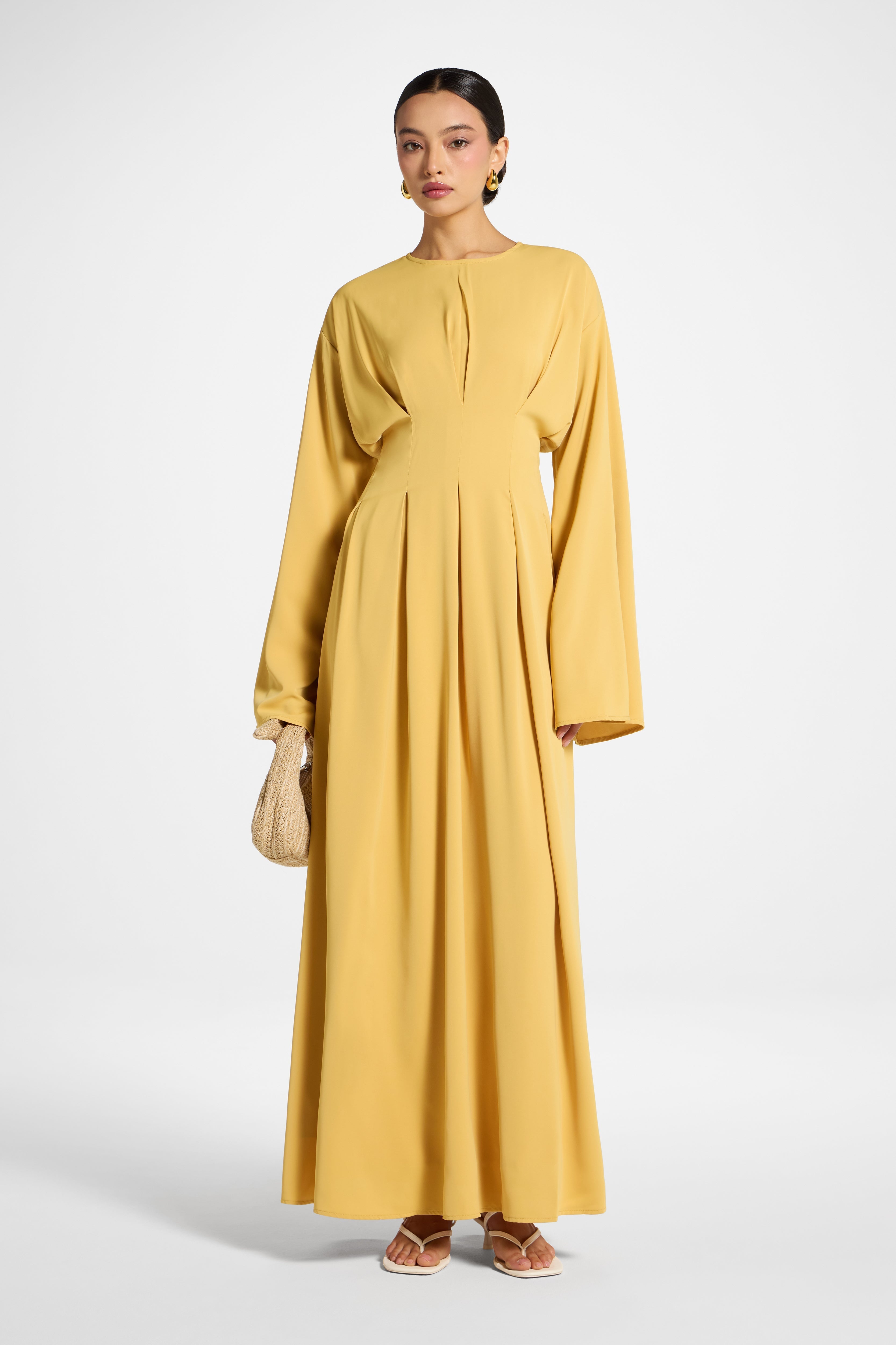 Lace Up Back Maxi Dress - Marigold Abayas Veiled 