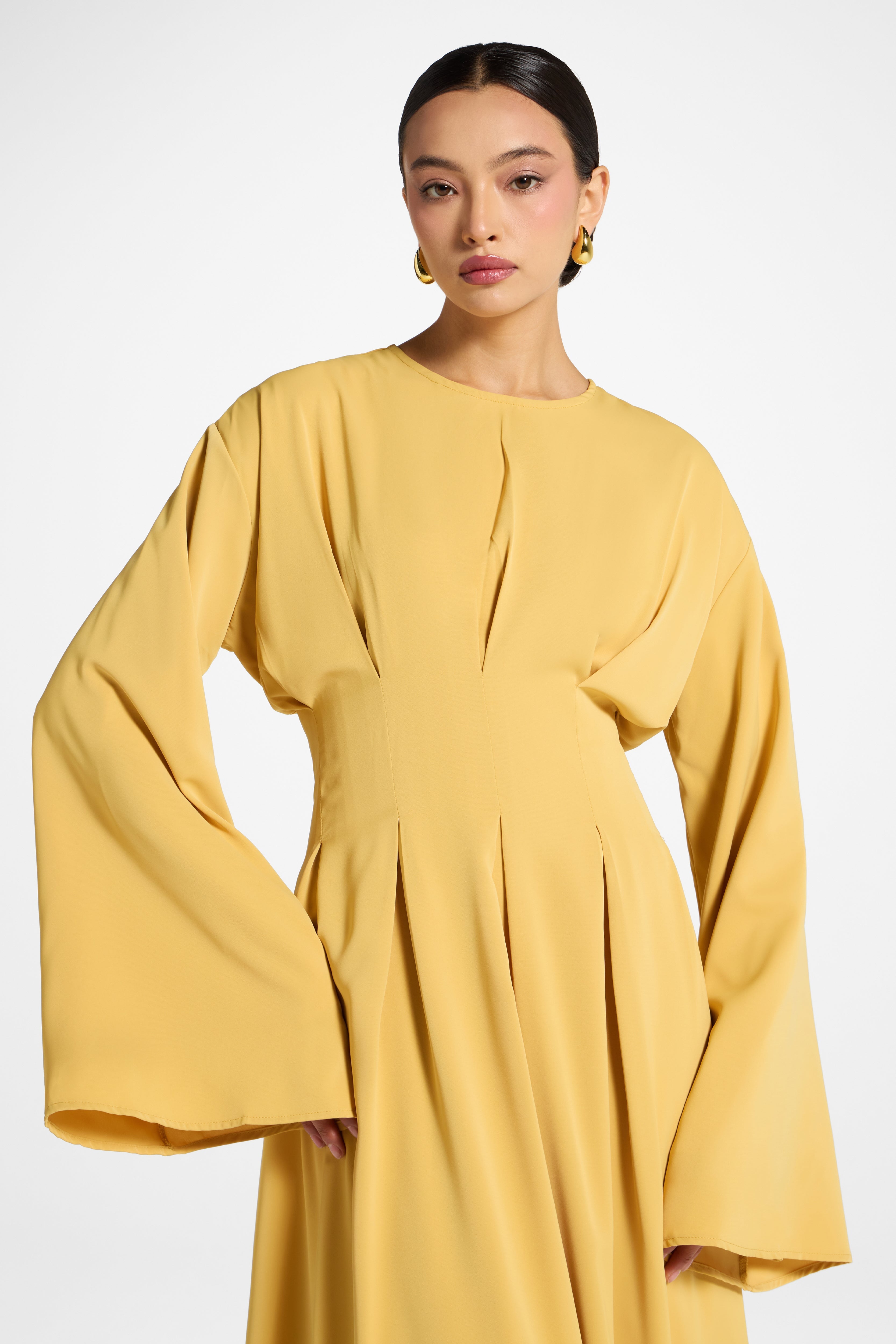 Lace Up Back Maxi Dress - Marigold Abayas Veiled 
