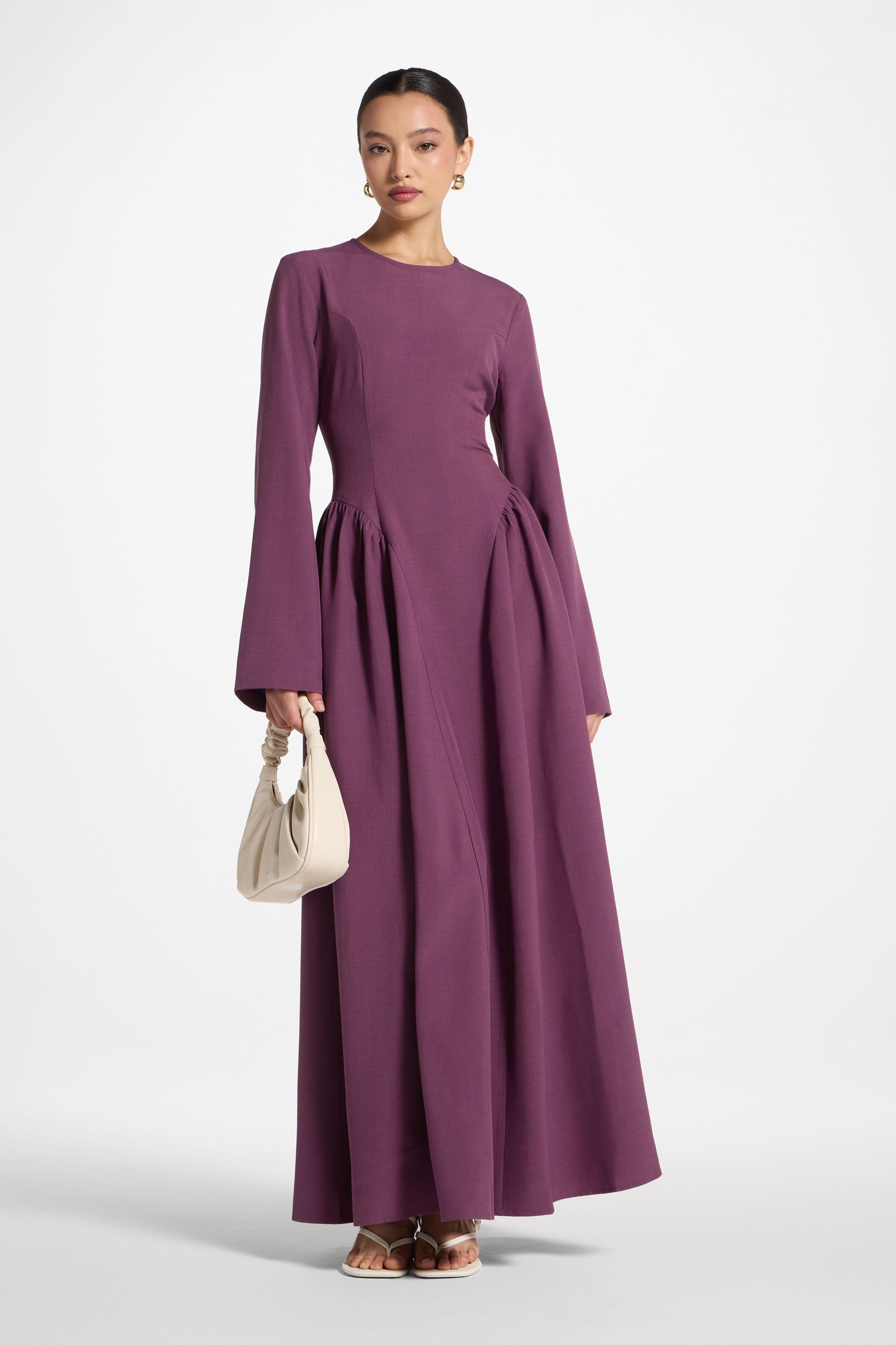 Lace Up Back Maxi Dress - Mulberry Abayas Veiled 