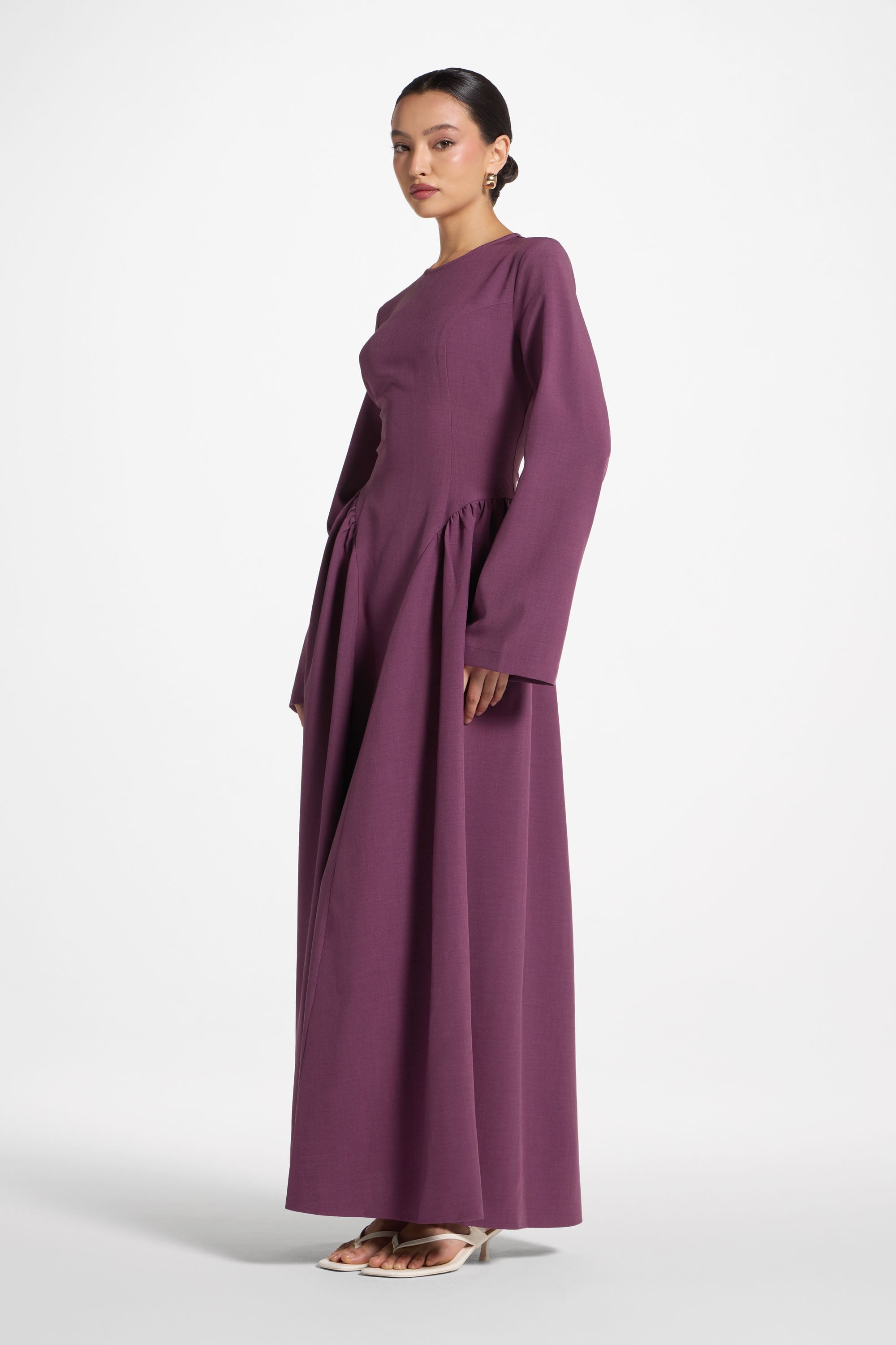 Lace Up Back Maxi Dress - Mulberry Abayas Veiled 