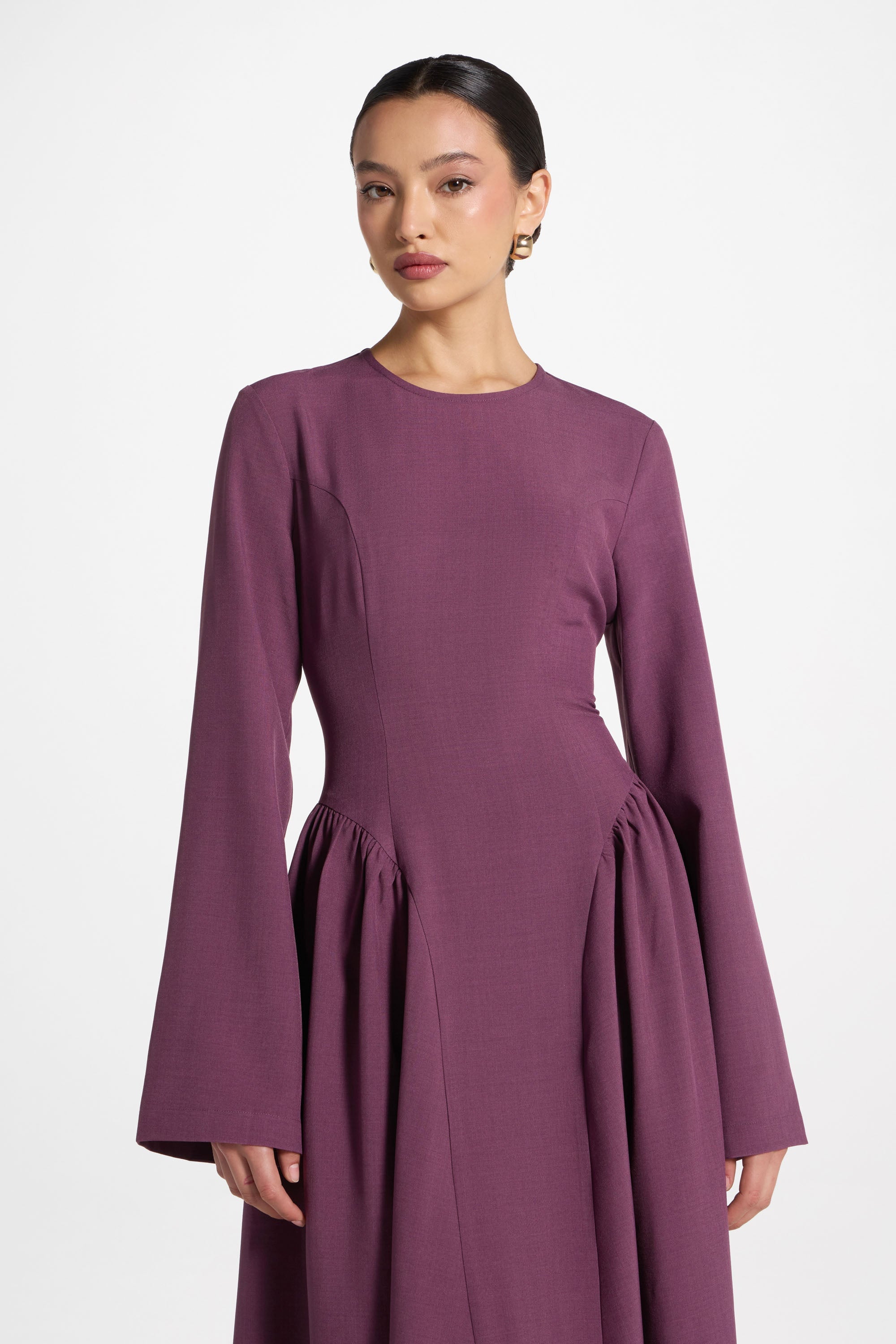 Lace Up Back Maxi Dress - Mulberry Abayas Veiled 