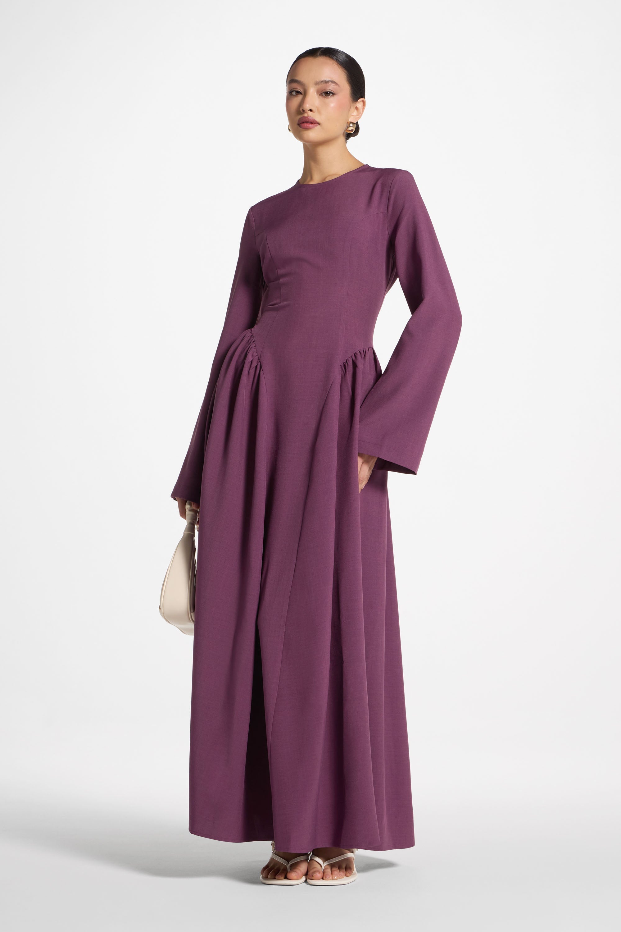 Lace Up Back Maxi Dress - Mulberry Abayas Veiled 
