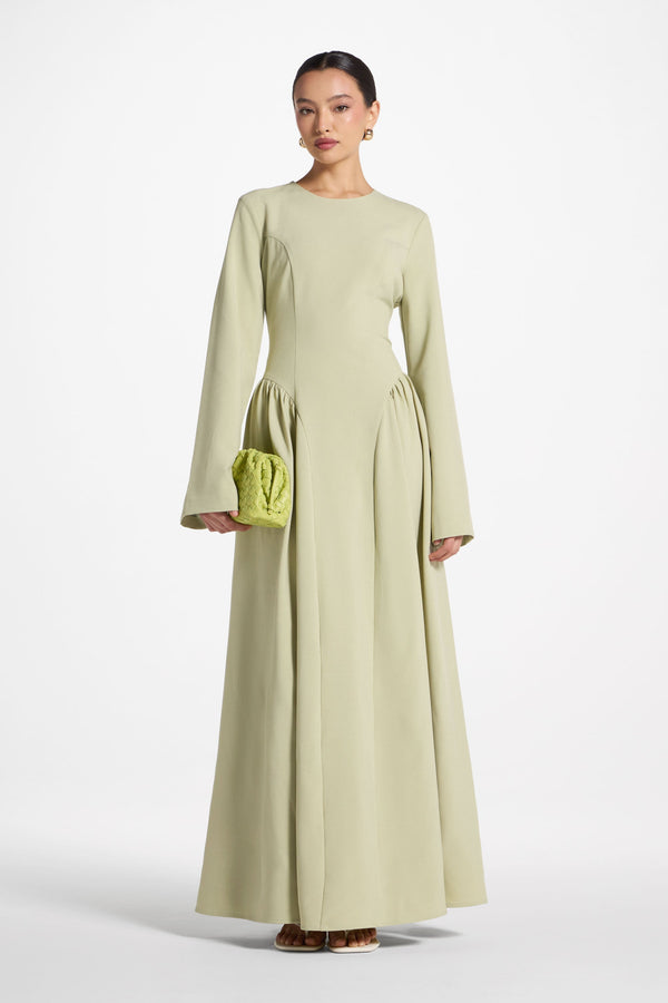 Lace Up Back Maxi Dress - Pistachio Abayas Veiled 