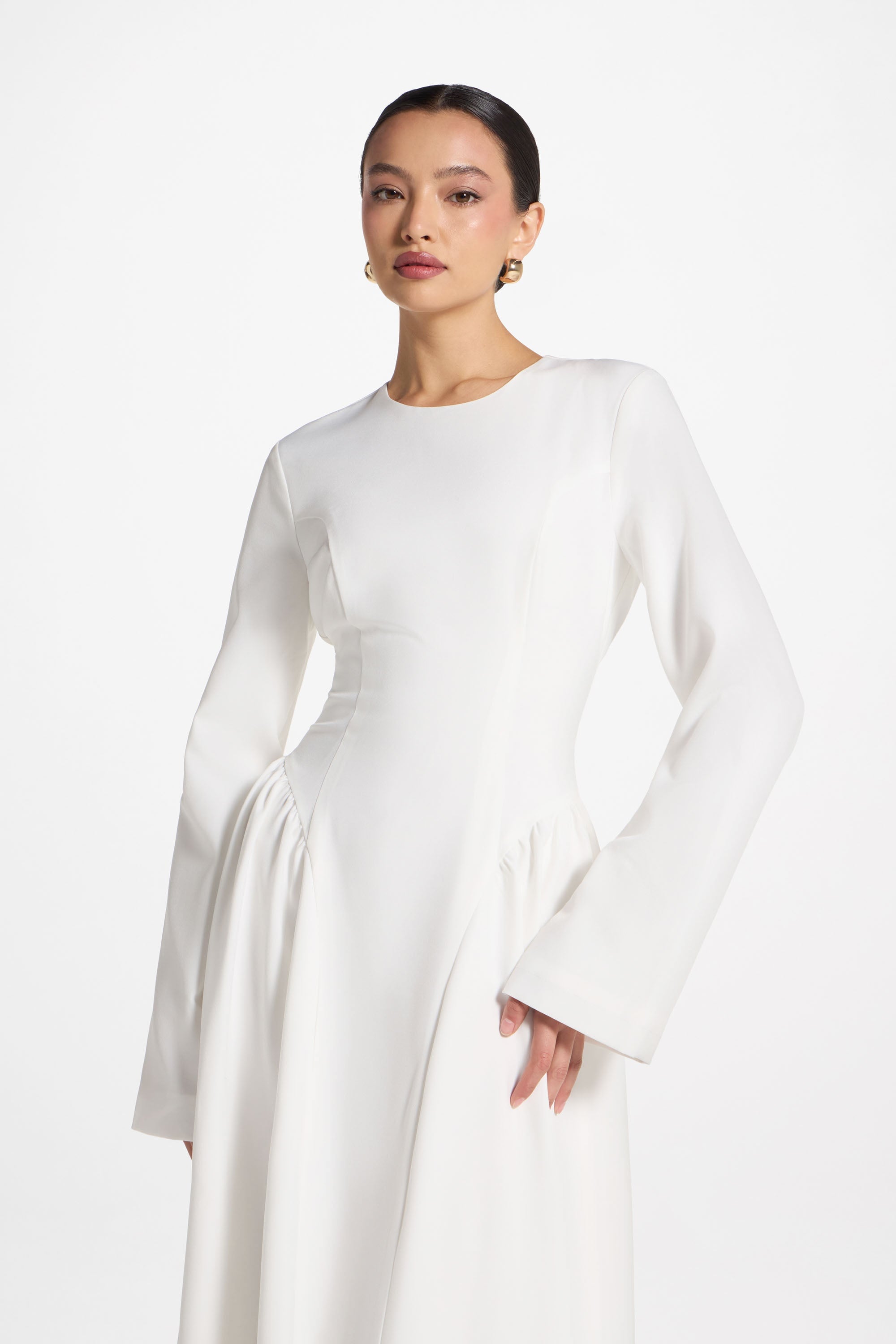 Lace Up Back Maxi Dress - White Abayas Veiled 