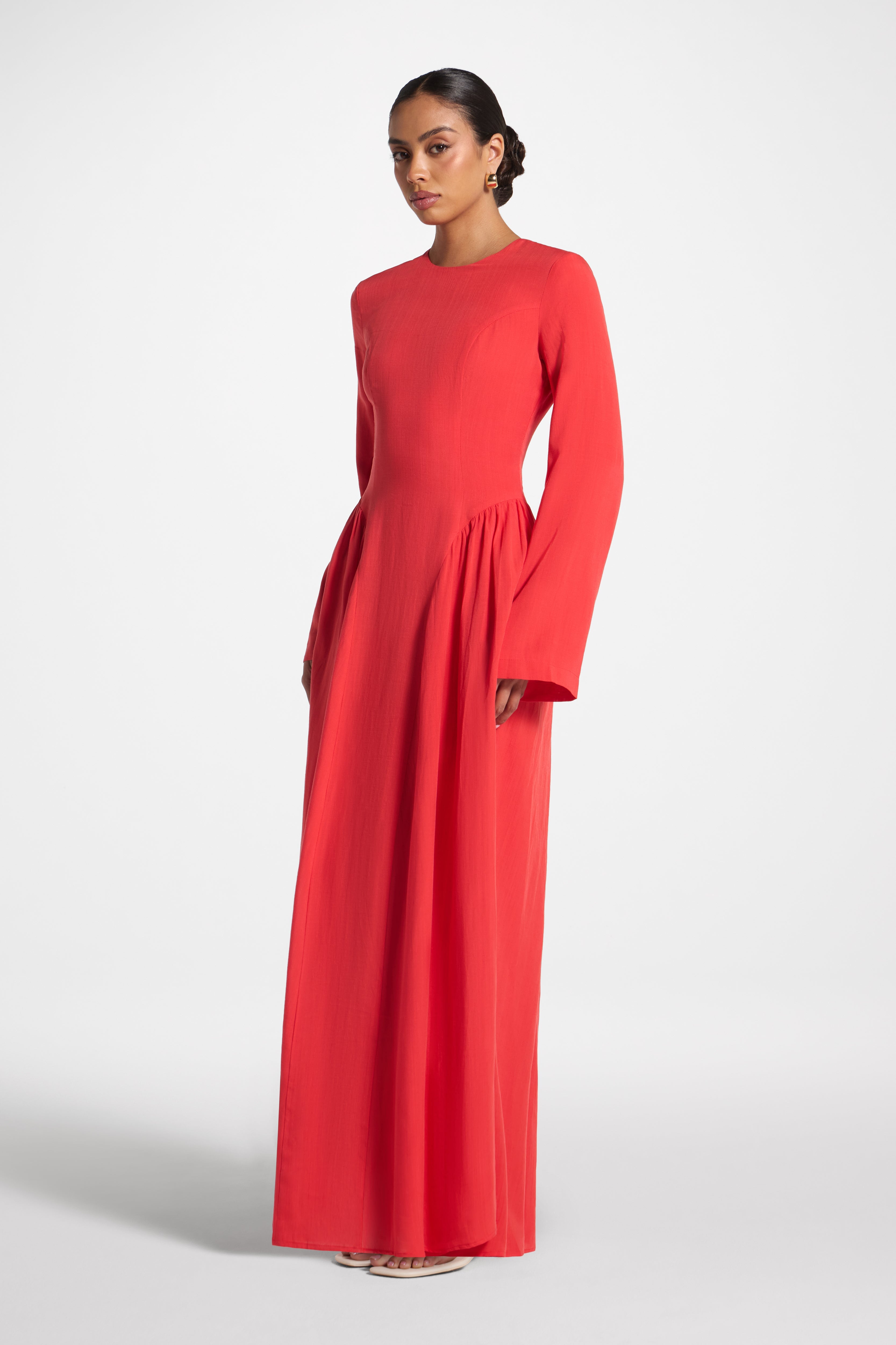 Lace Up Back Tencel Maxi Dress - Strawberry Dress Veiled 