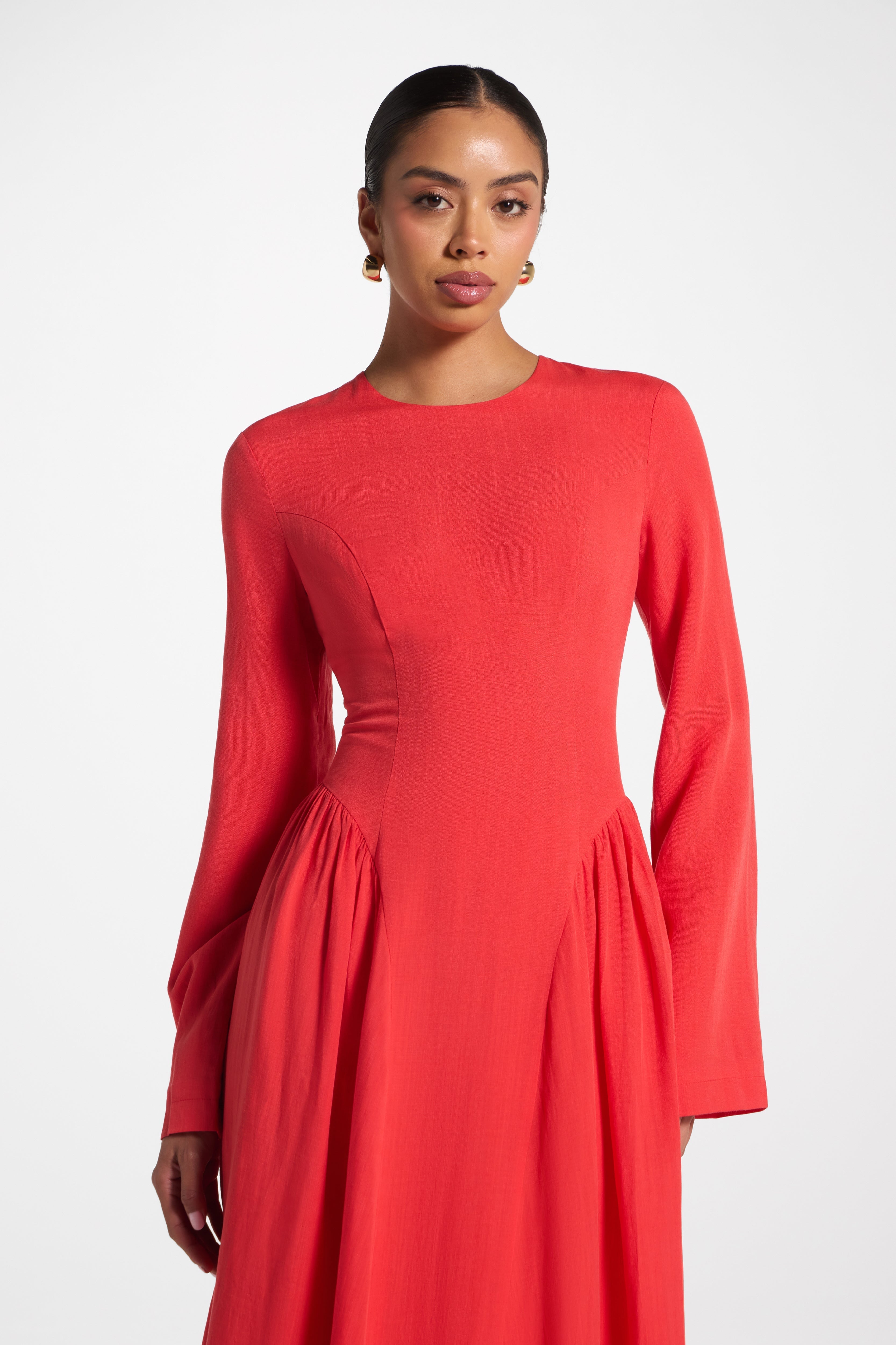 Lace Up Back Tencel Maxi Dress - Strawberry Dress Veiled 