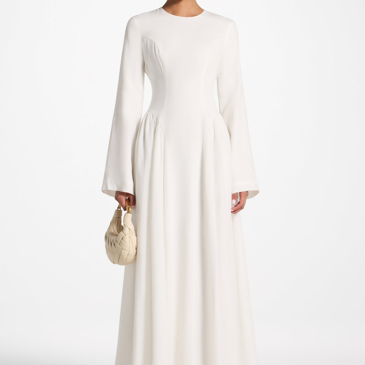 Lace Up Back Tencel Maxi Dress - White