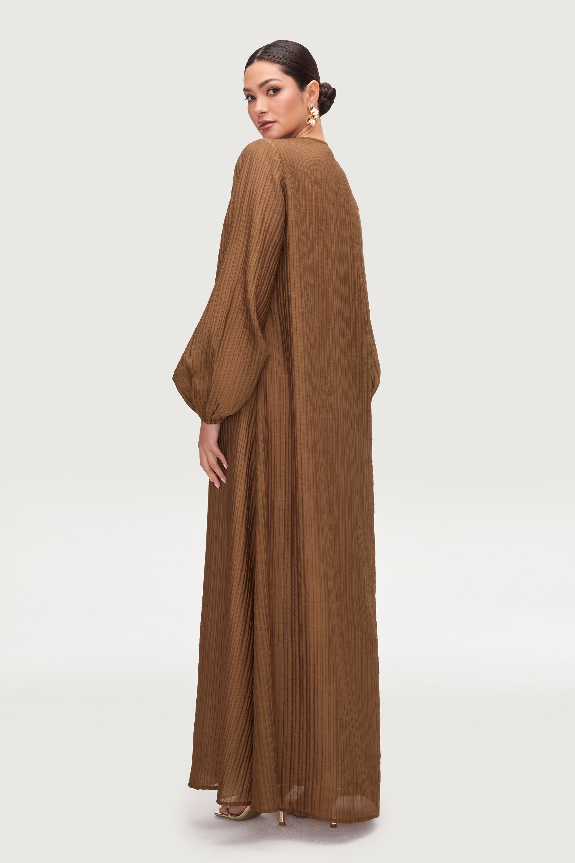 Lamya Balloon Sleeve Open Abaya - Desert Palm Abayas Veiled 