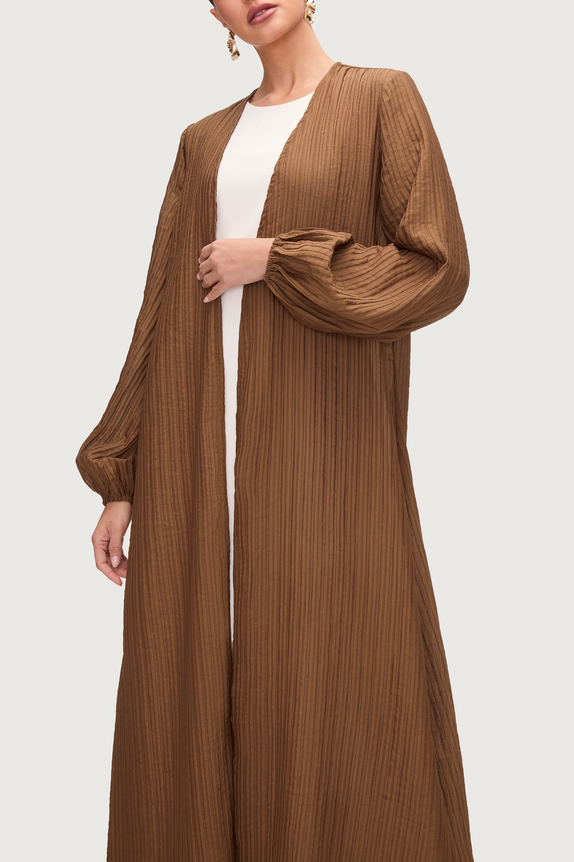 Lamya Balloon Sleeve Open Abaya - Desert Palm Abayas Veiled 