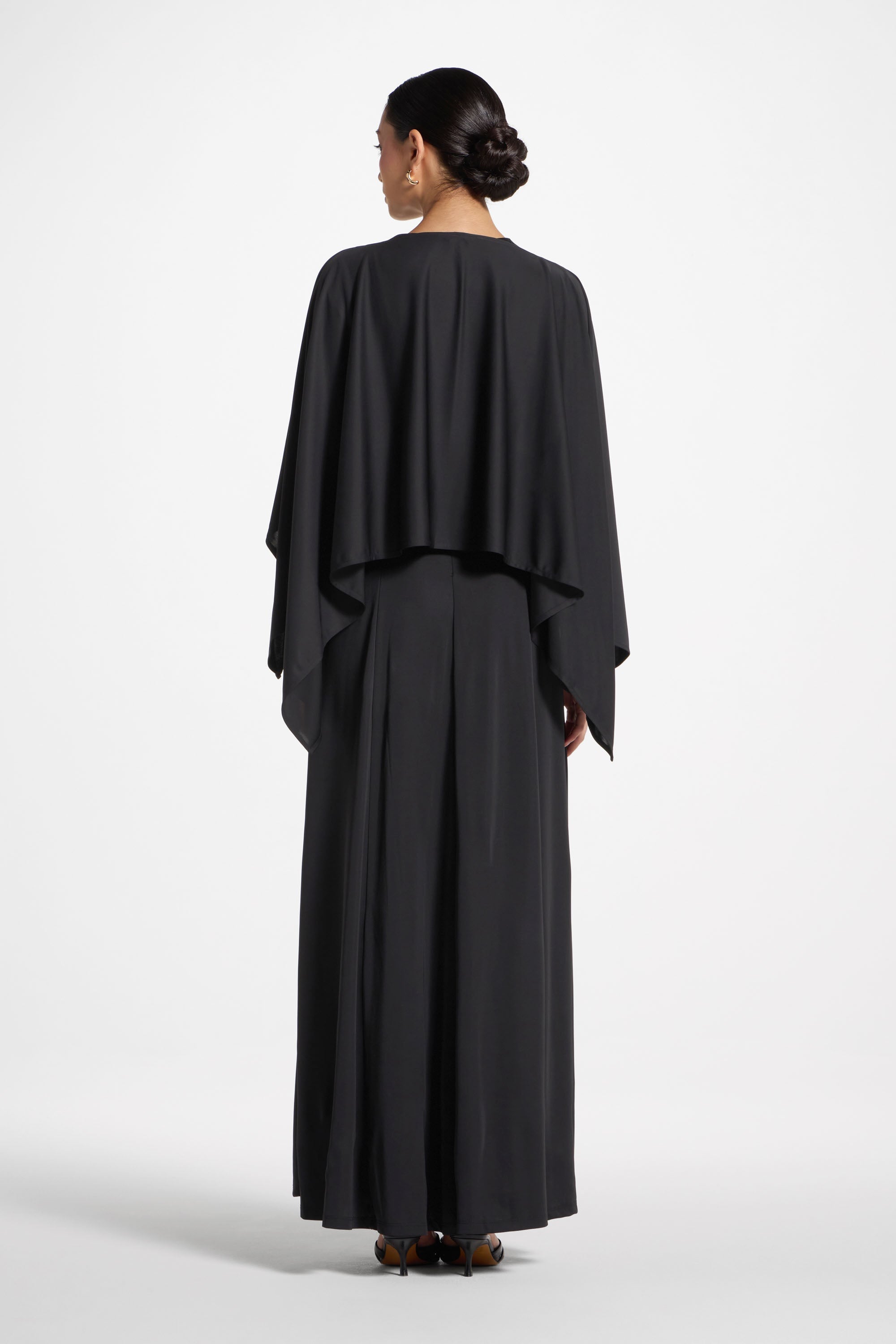 Lana Cape Maxi Dress - Black Abayas Veiled 