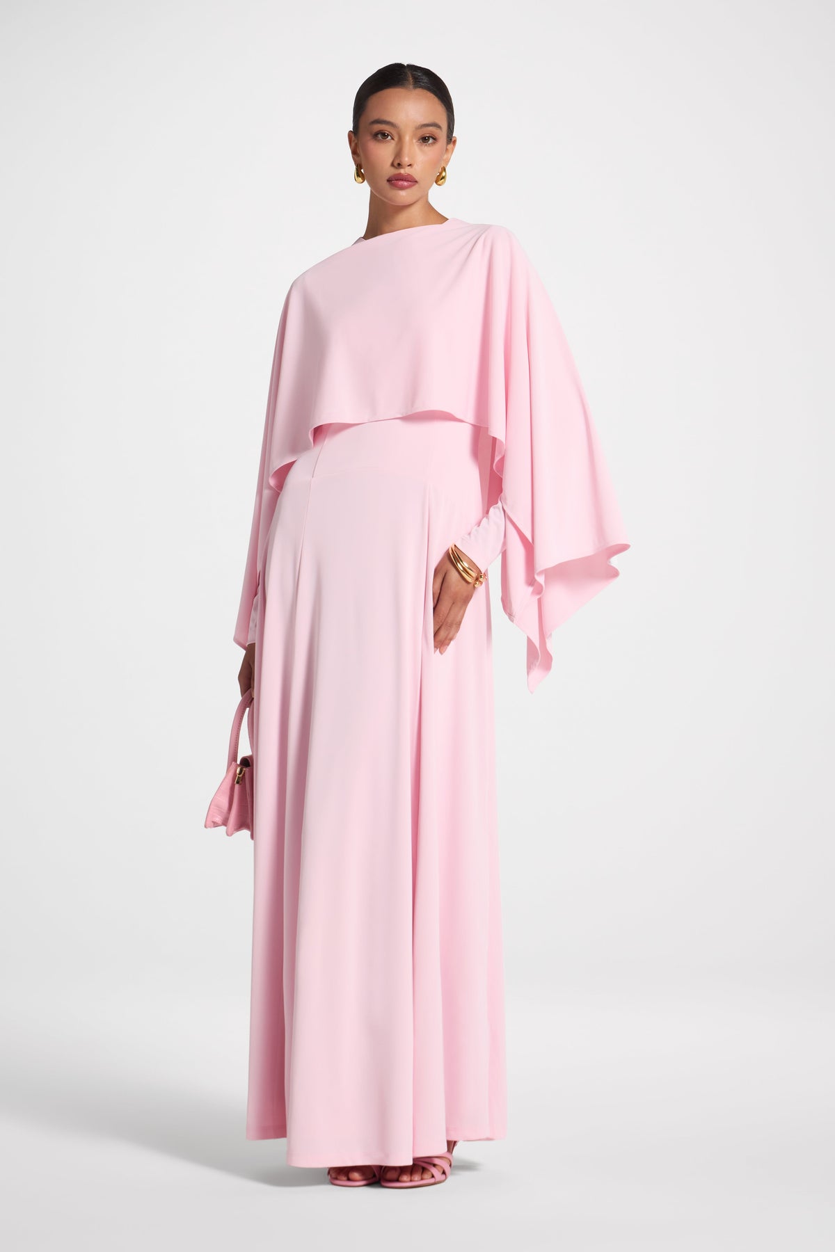 Lana Cape Maxi Dress - Pink Abayas Veiled 