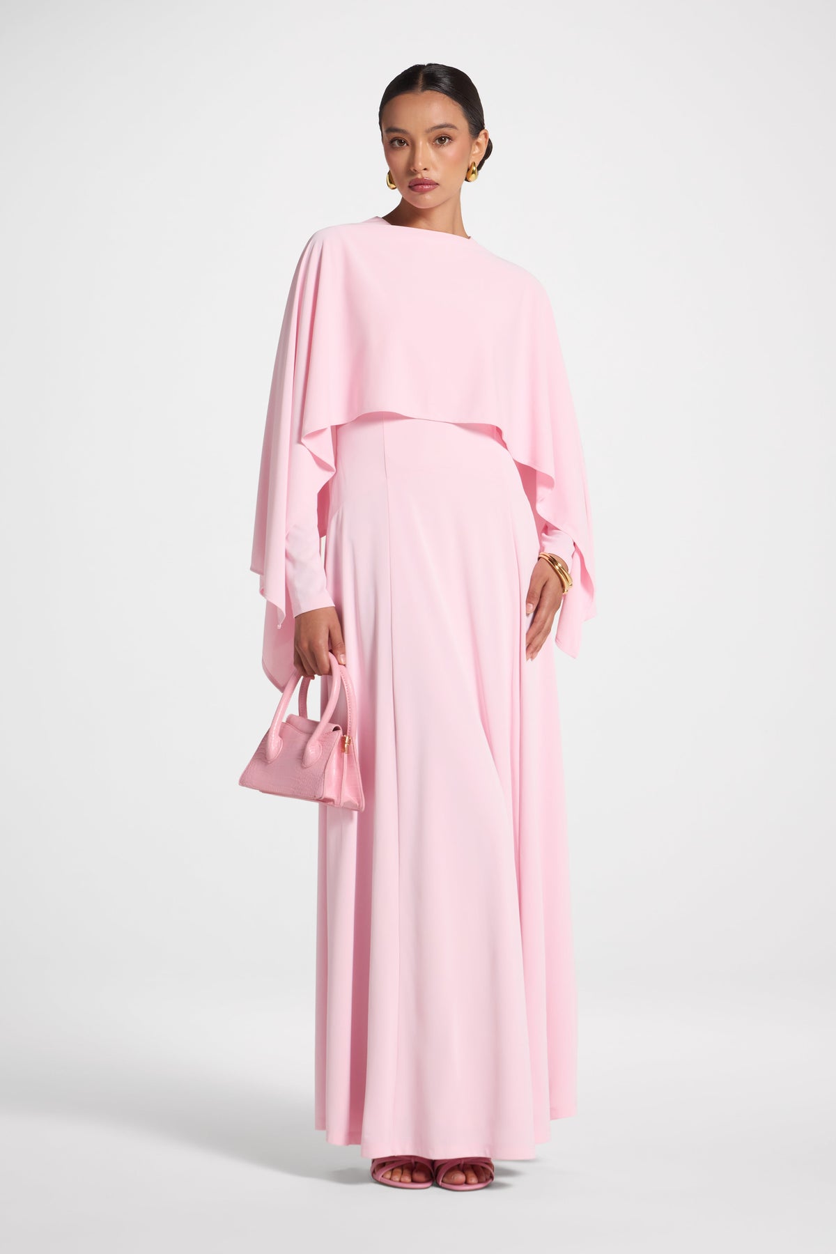Lana Cape Maxi Dress - Pink Abayas Veiled 