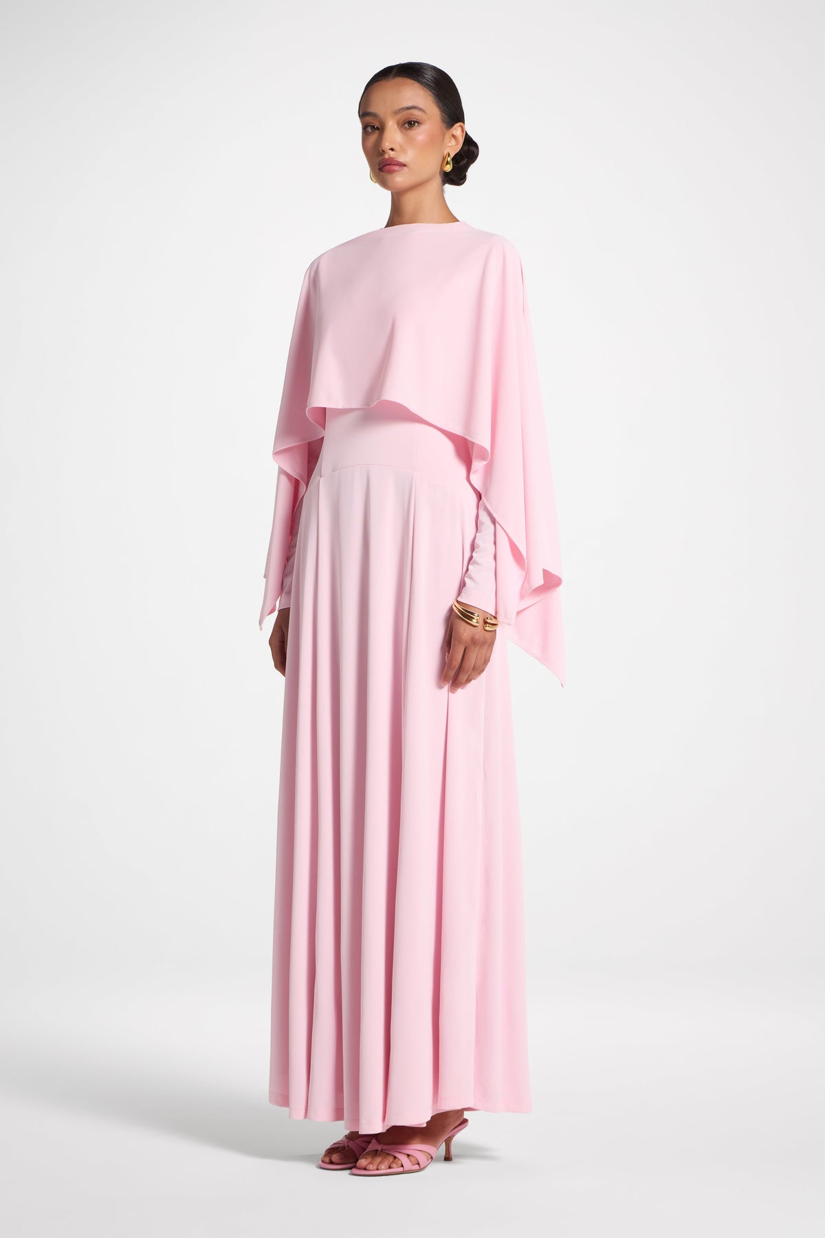 Lana Cape Maxi Dress - Pink Abayas Veiled 
